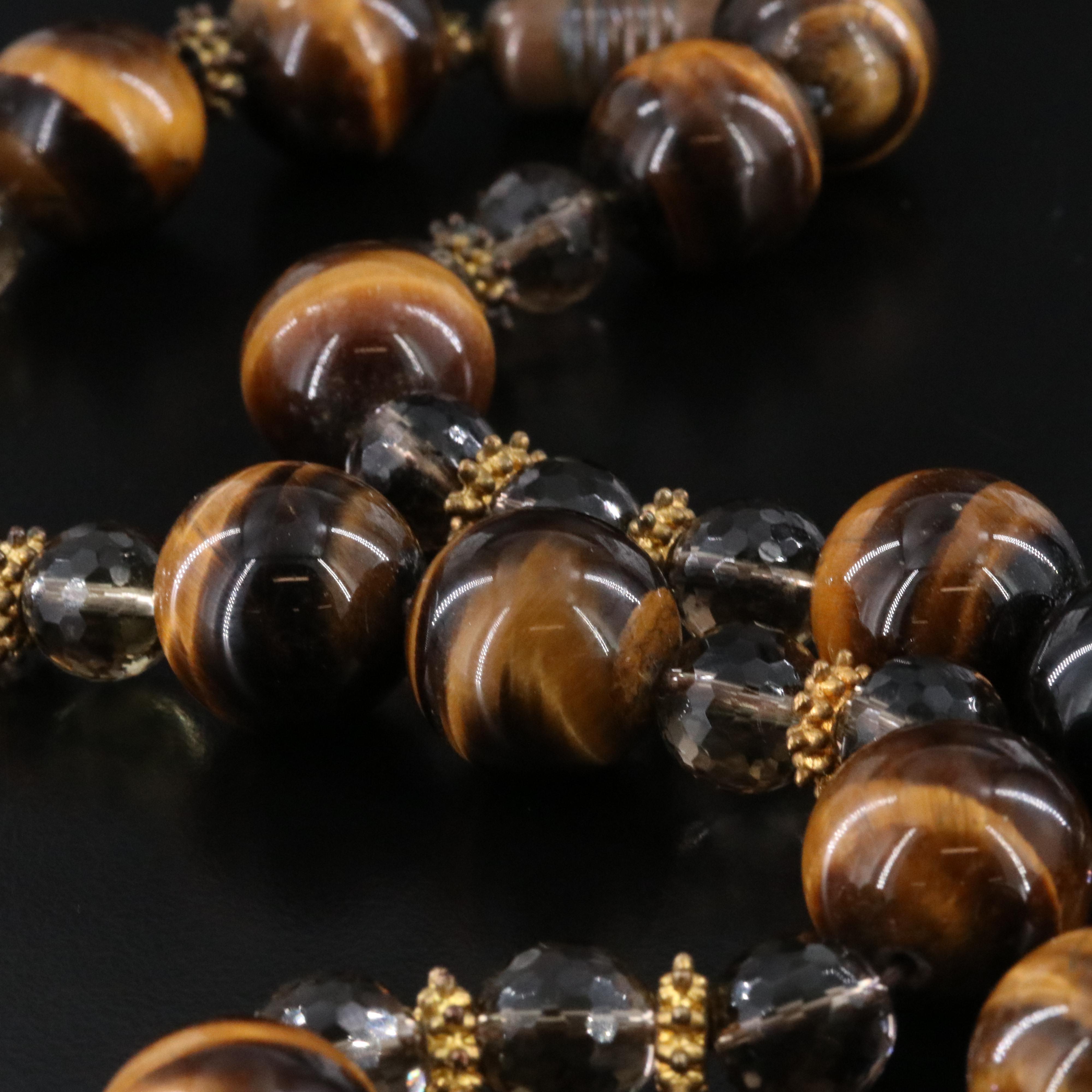 Tiger's Eye and Smoky Quartz Necklace