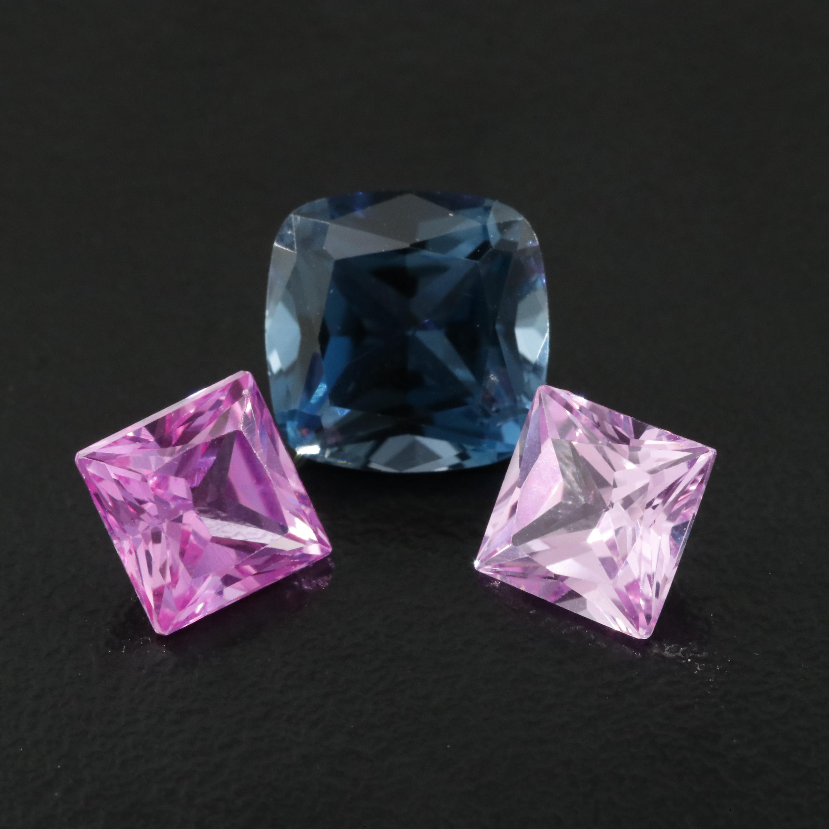 Loose 10.55 CTW London Blue Topaz and Lab Grown Sapphires