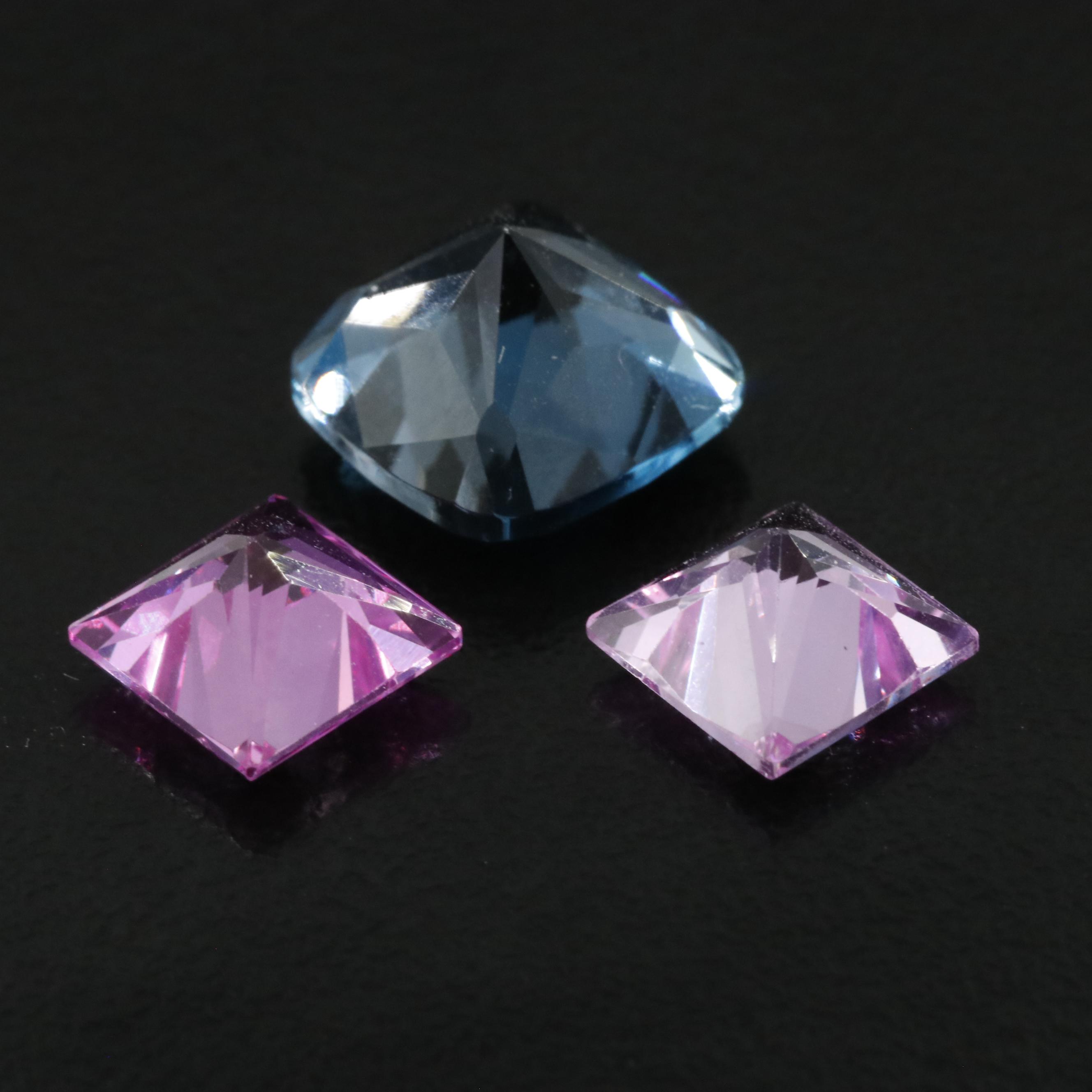 Loose 10.55 CTW London Blue Topaz and Lab Grown Sapphires