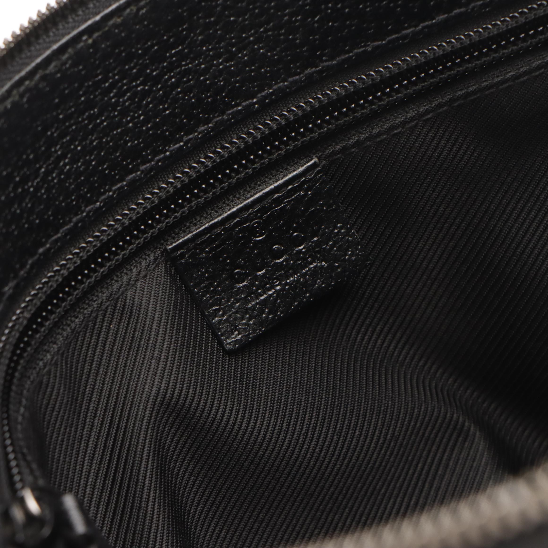 Gucci Black GG Canvas and Leather Trimmed Shoulder Bag