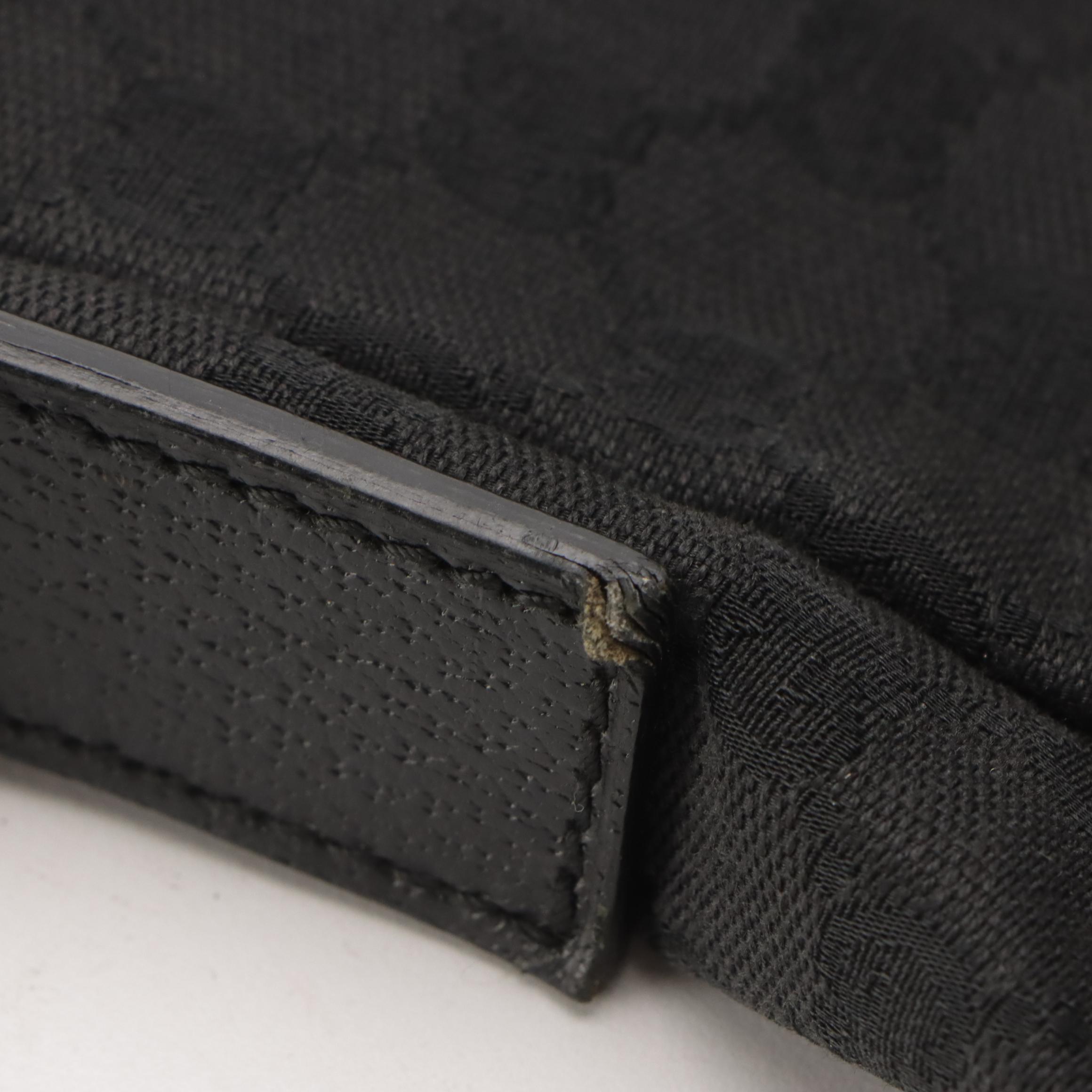 Gucci Black GG Canvas and Leather Trimmed Shoulder Bag