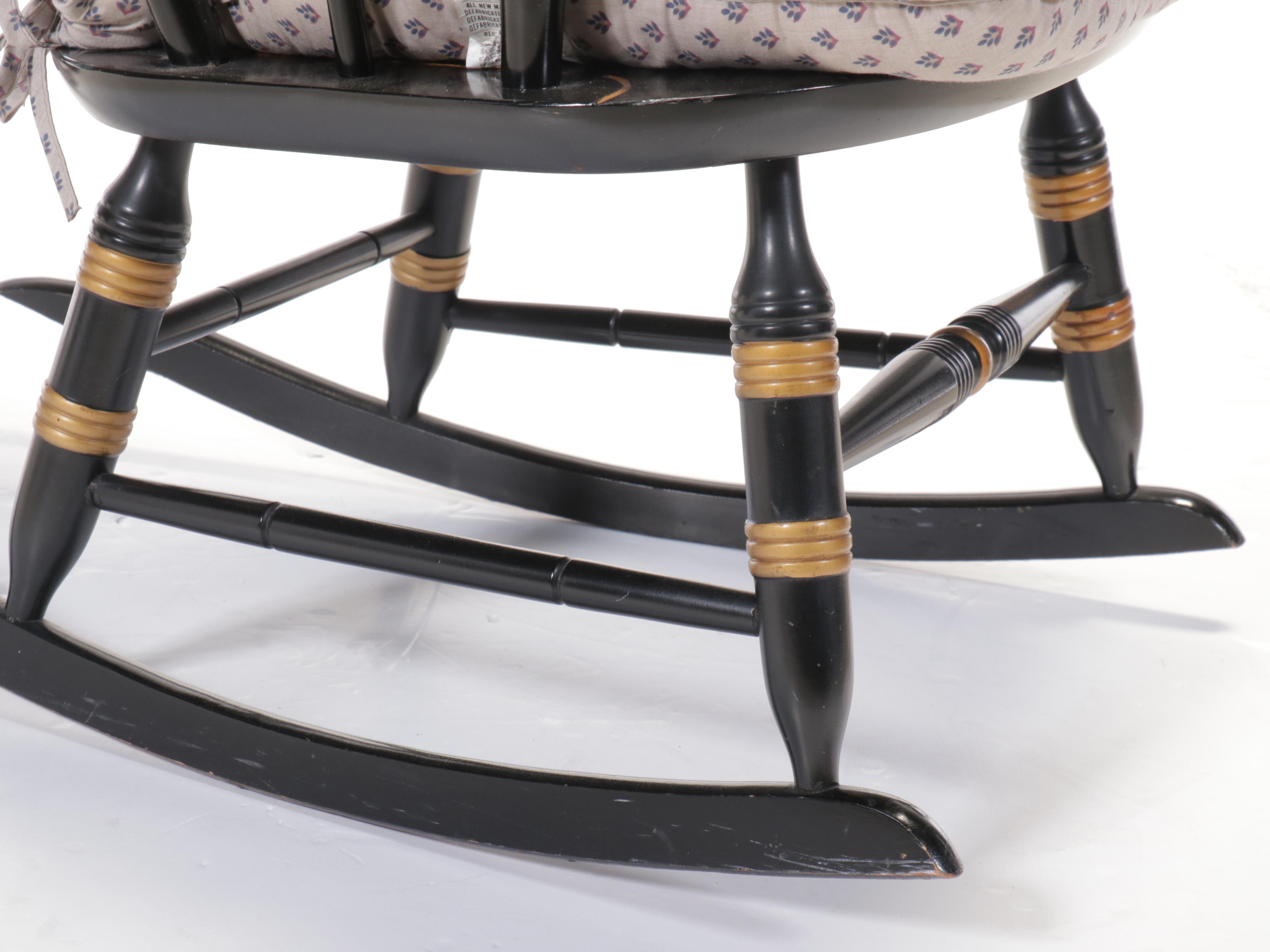 Nichols & Stone Co. Ebonized Wood Windsor Rocking Chair