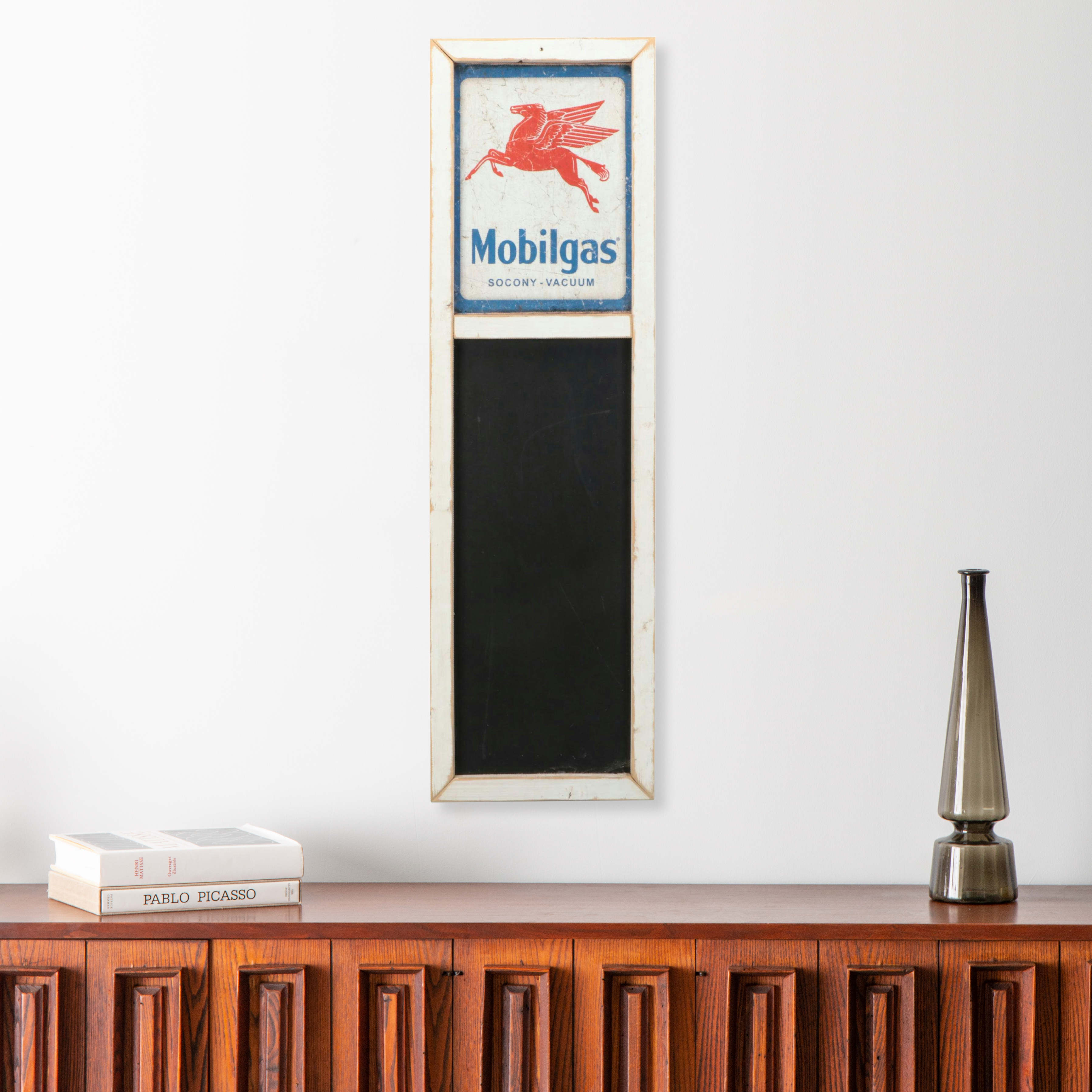 Mobilgas Wooden Advertising Chalkboard Sign, Mid to Late 20th Century