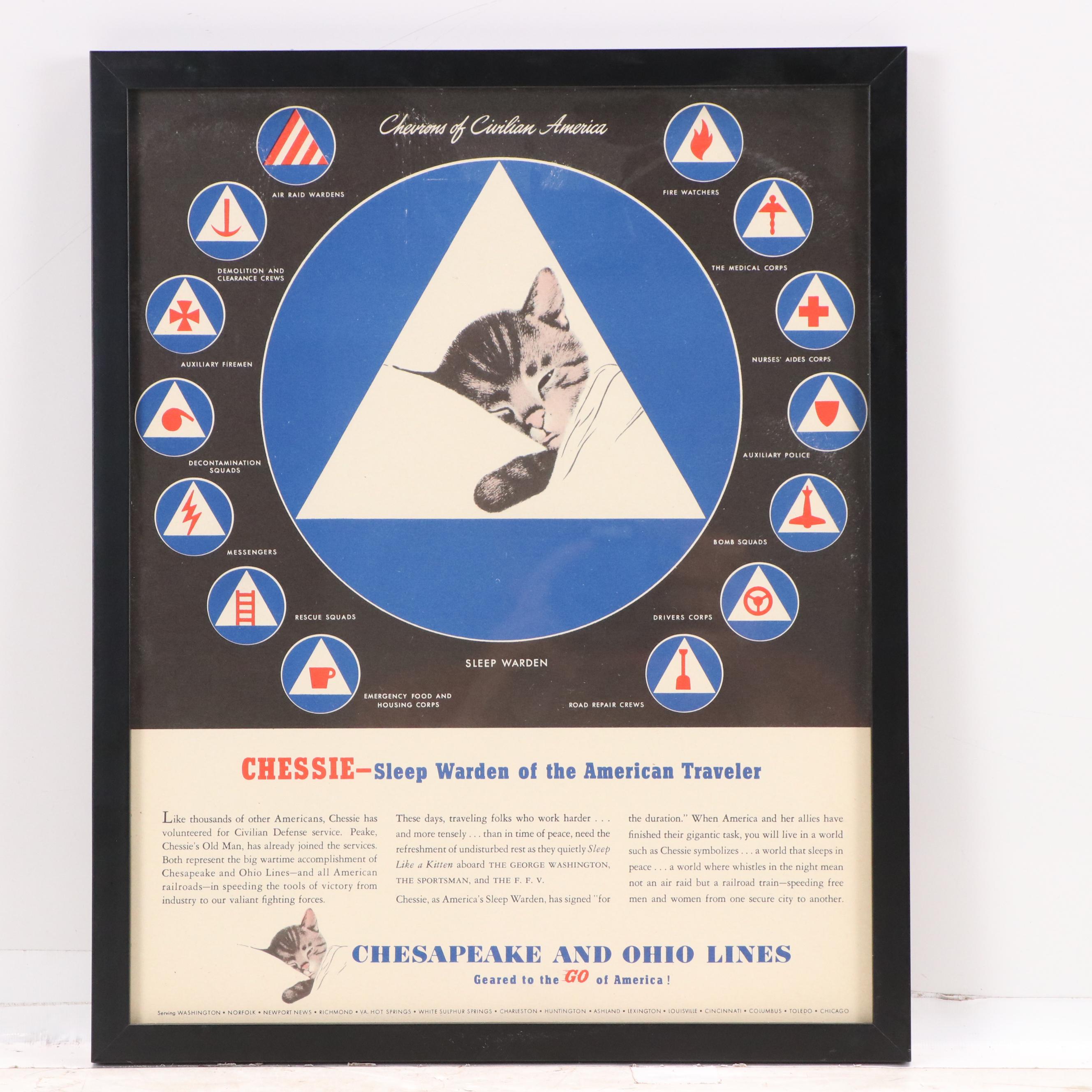 Chesapeake and Ohio "Chessie" Cat Mascot Railroad Advertisements After Grünewald