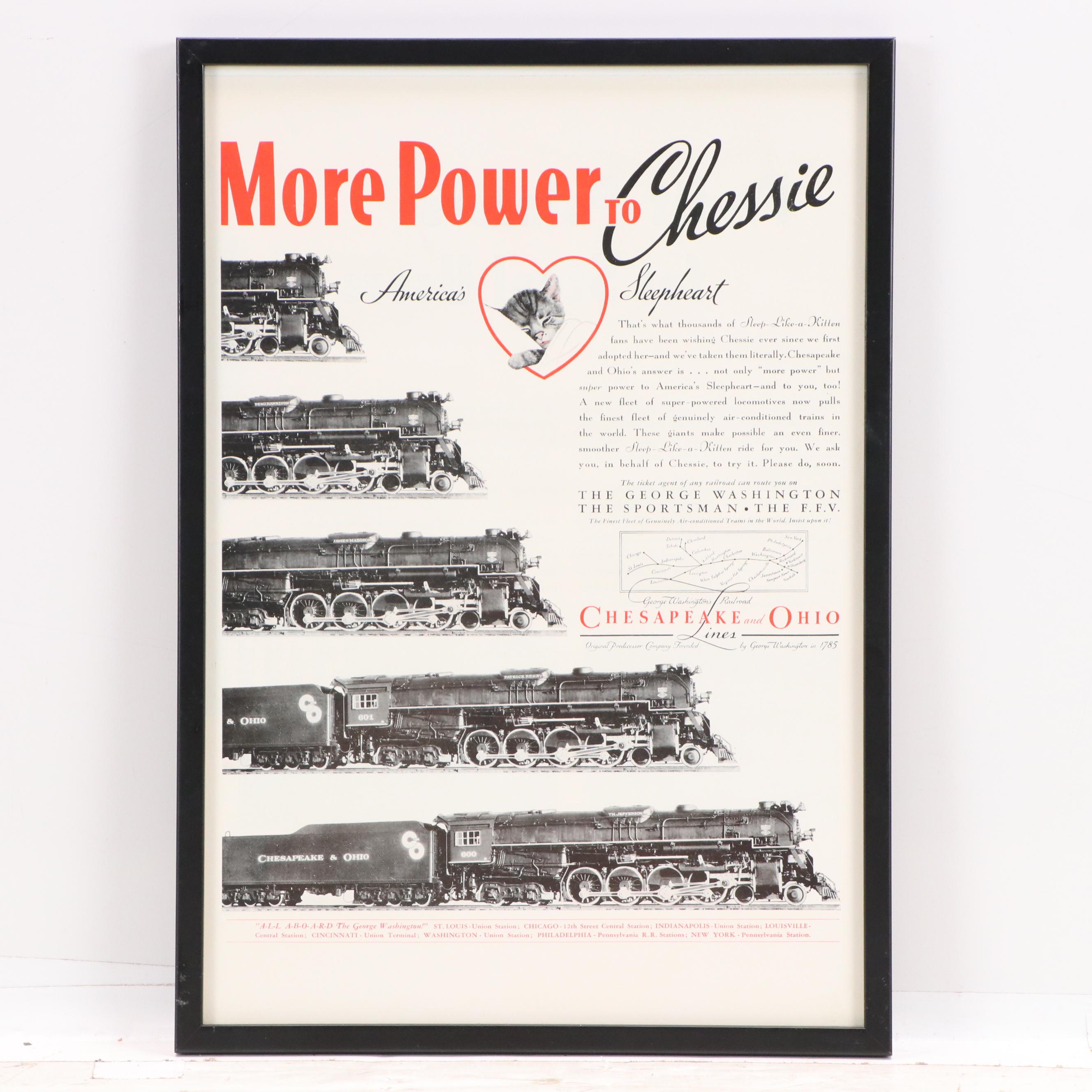 Chesapeake and Ohio "Chessie" Cat Mascot Railroad Advertisements After Grünewald