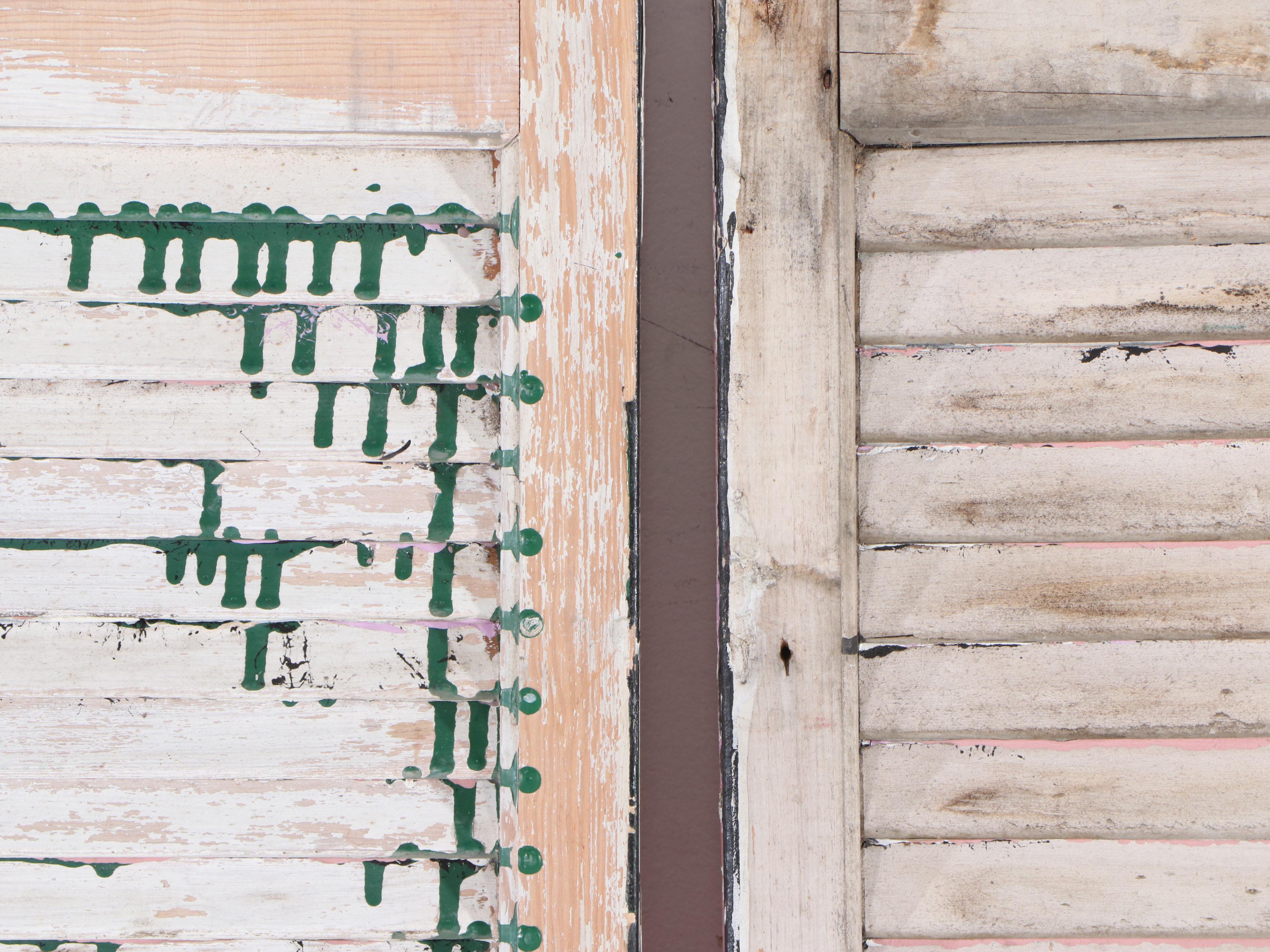Pair of Vintage Painted Wood Louvered Window Shutters