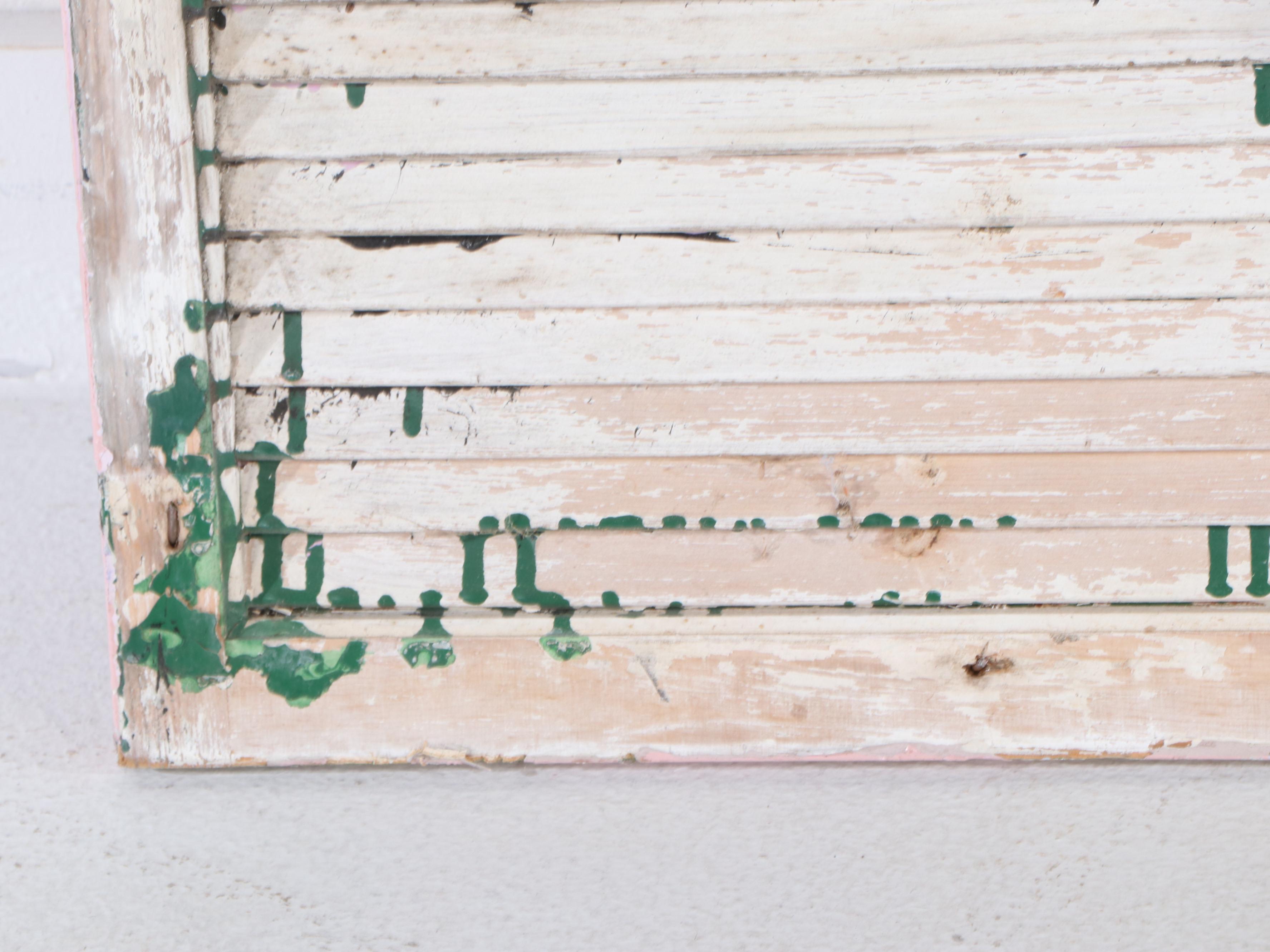 Pair of Vintage Painted Wood Louvered Window Shutters