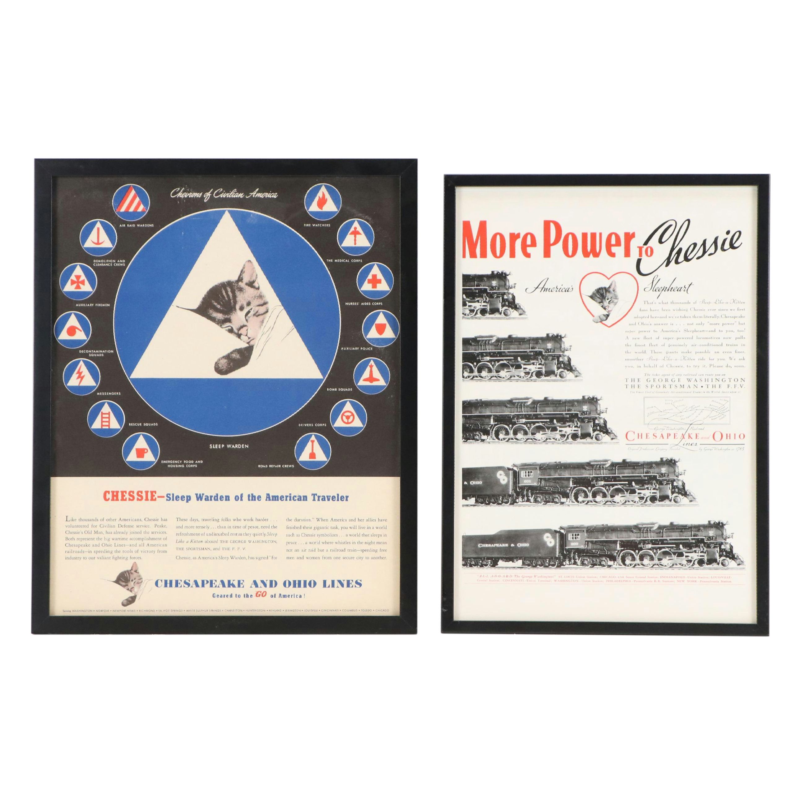 Chesapeake and Ohio "Chessie" Cat Mascot Railroad Advertisements After Grünewald