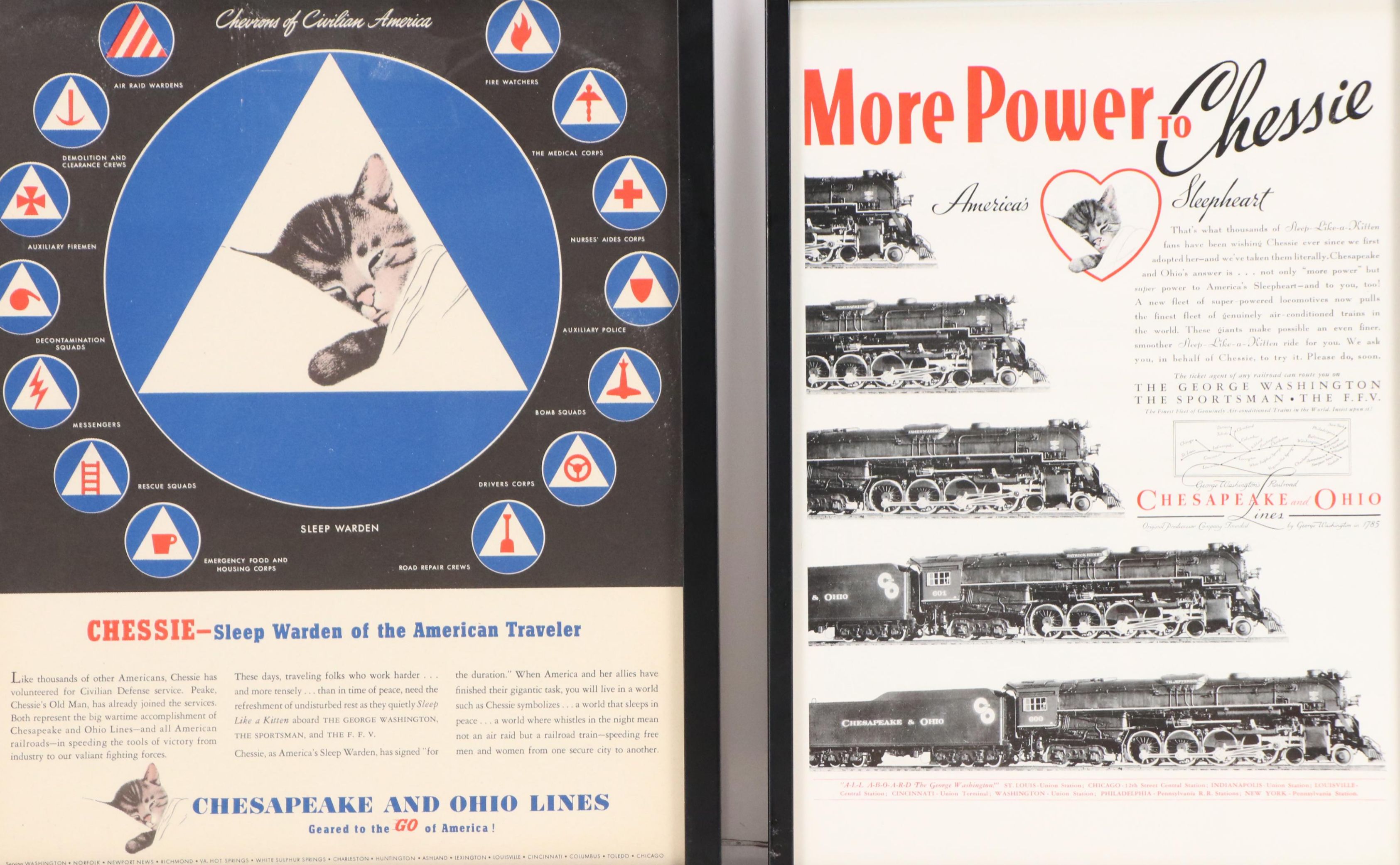 Chesapeake and Ohio "Chessie" Cat Mascot Railroad Advertisements After Grünewald