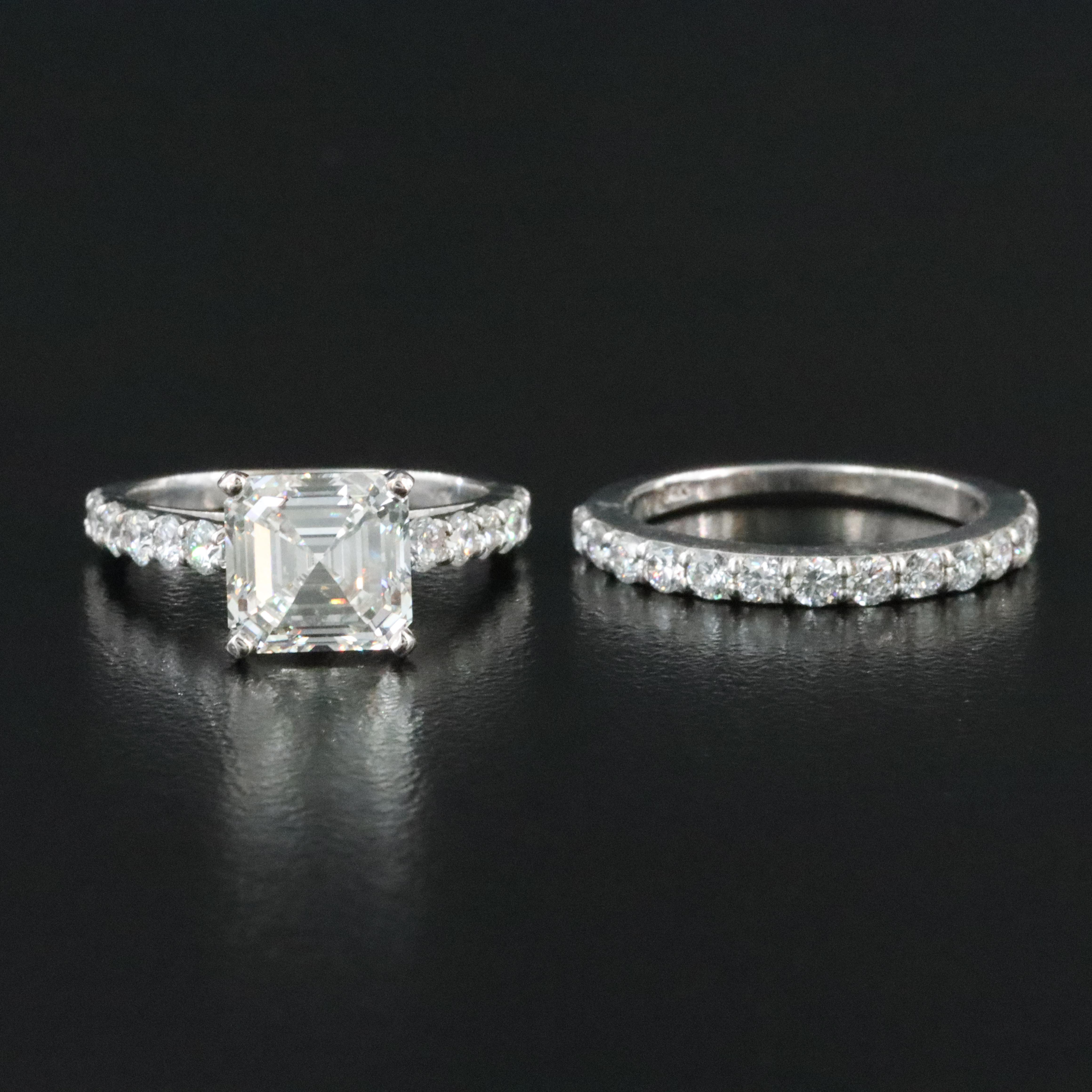 14K 4.32 CTW Lab Grown Diamond Ring Set with IGI Report