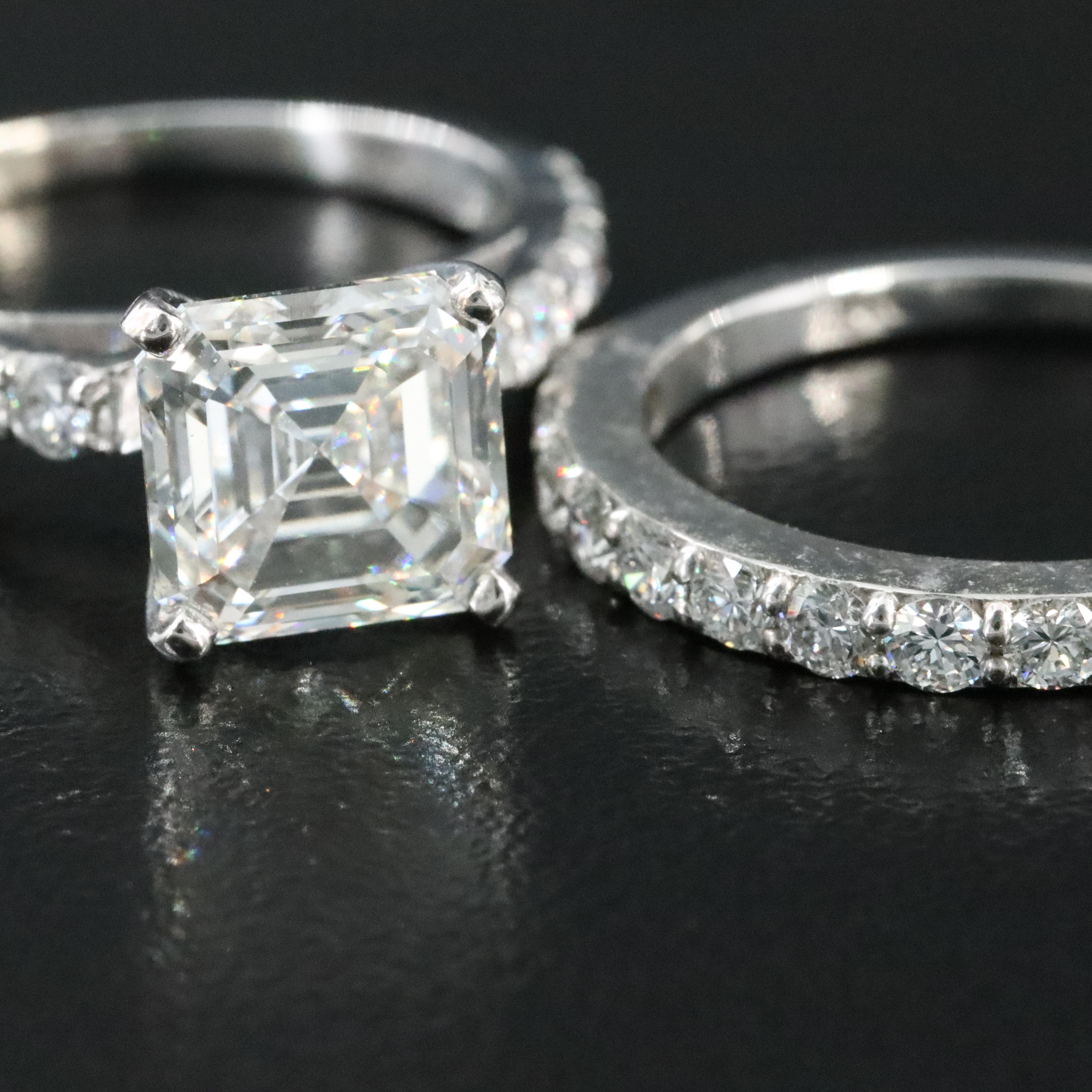 14K 4.32 CTW Lab Grown Diamond Ring Set with IGI Report