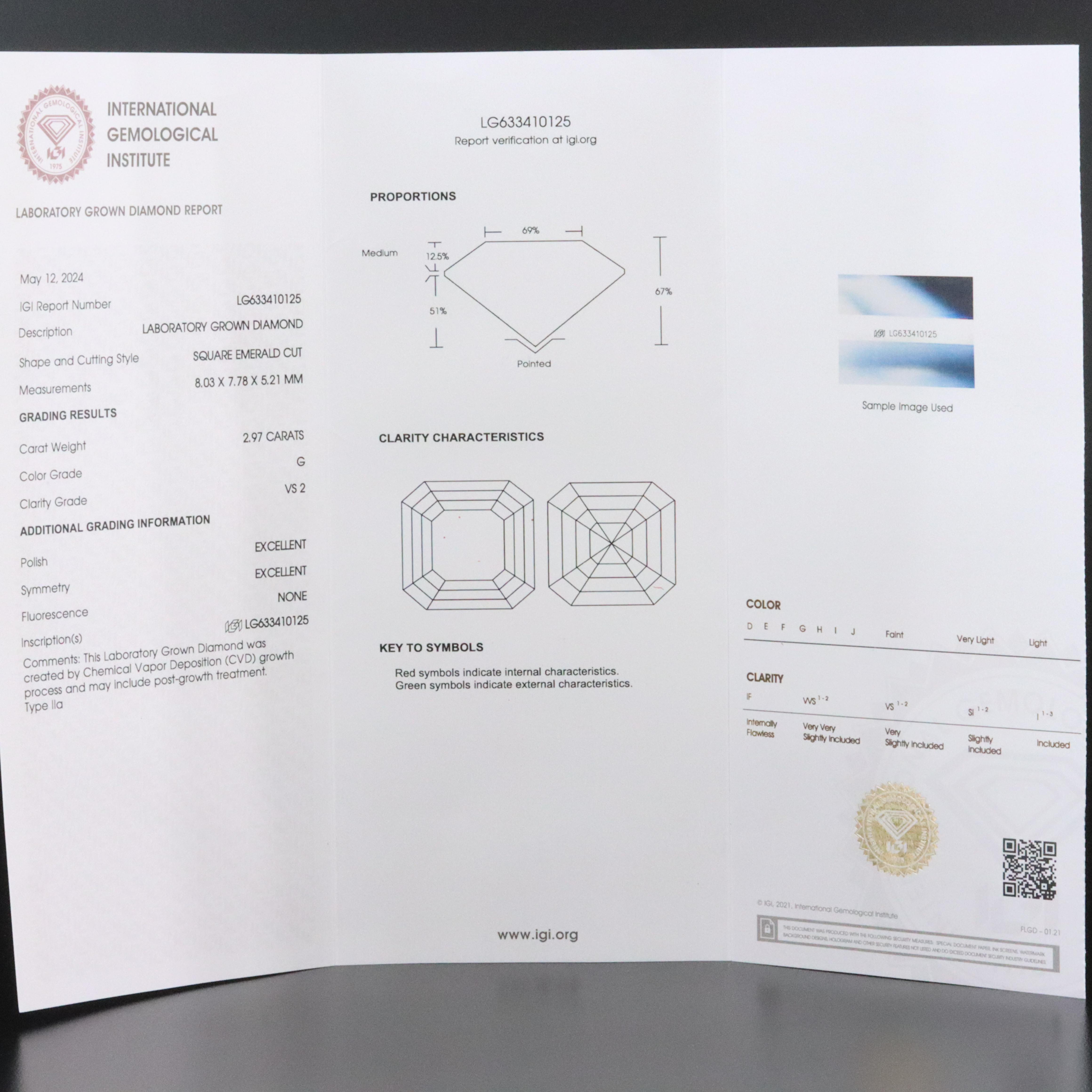 14K 4.32 CTW Lab Grown Diamond Ring Set with IGI Report