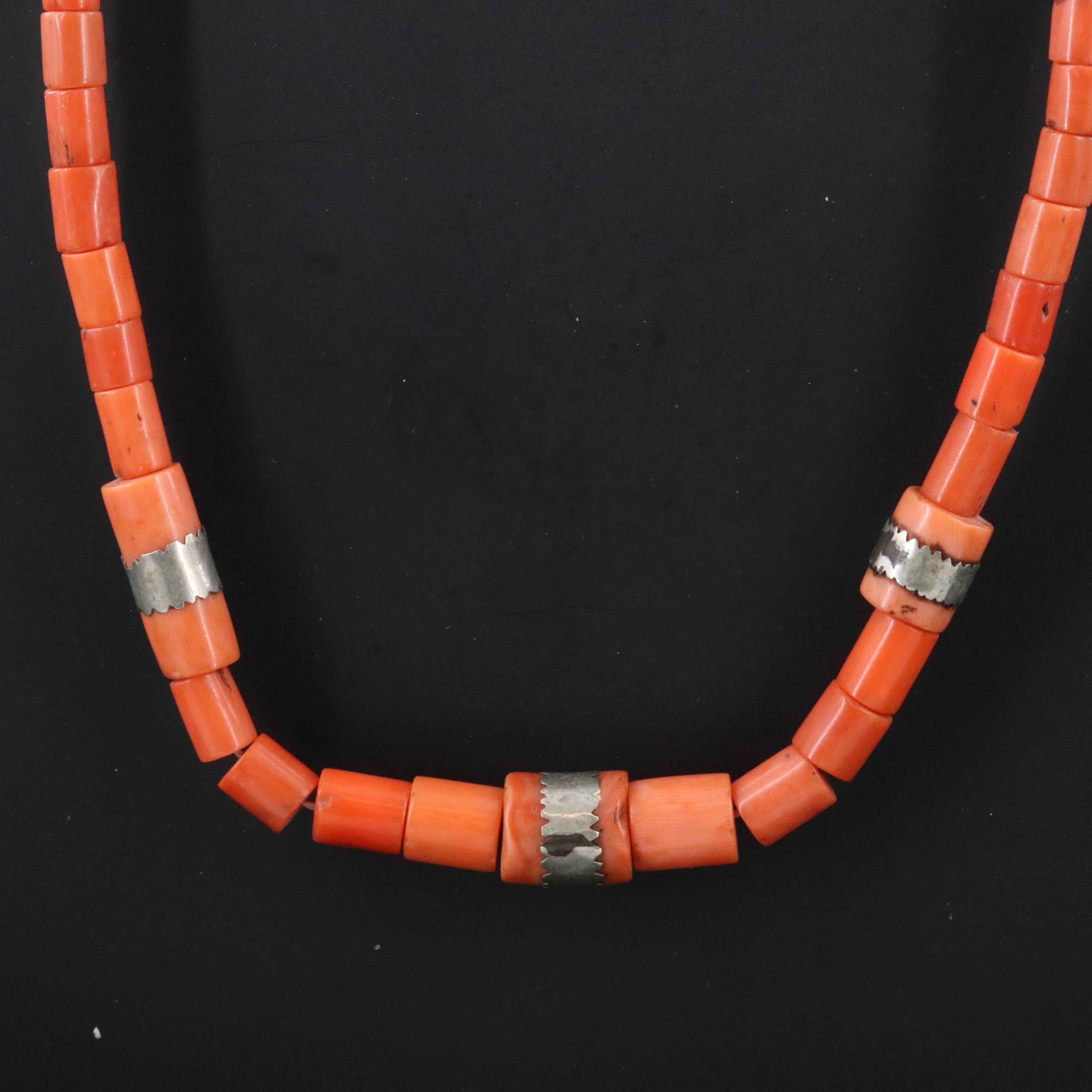 Vintage Coral Necklace with Sterling Clasp