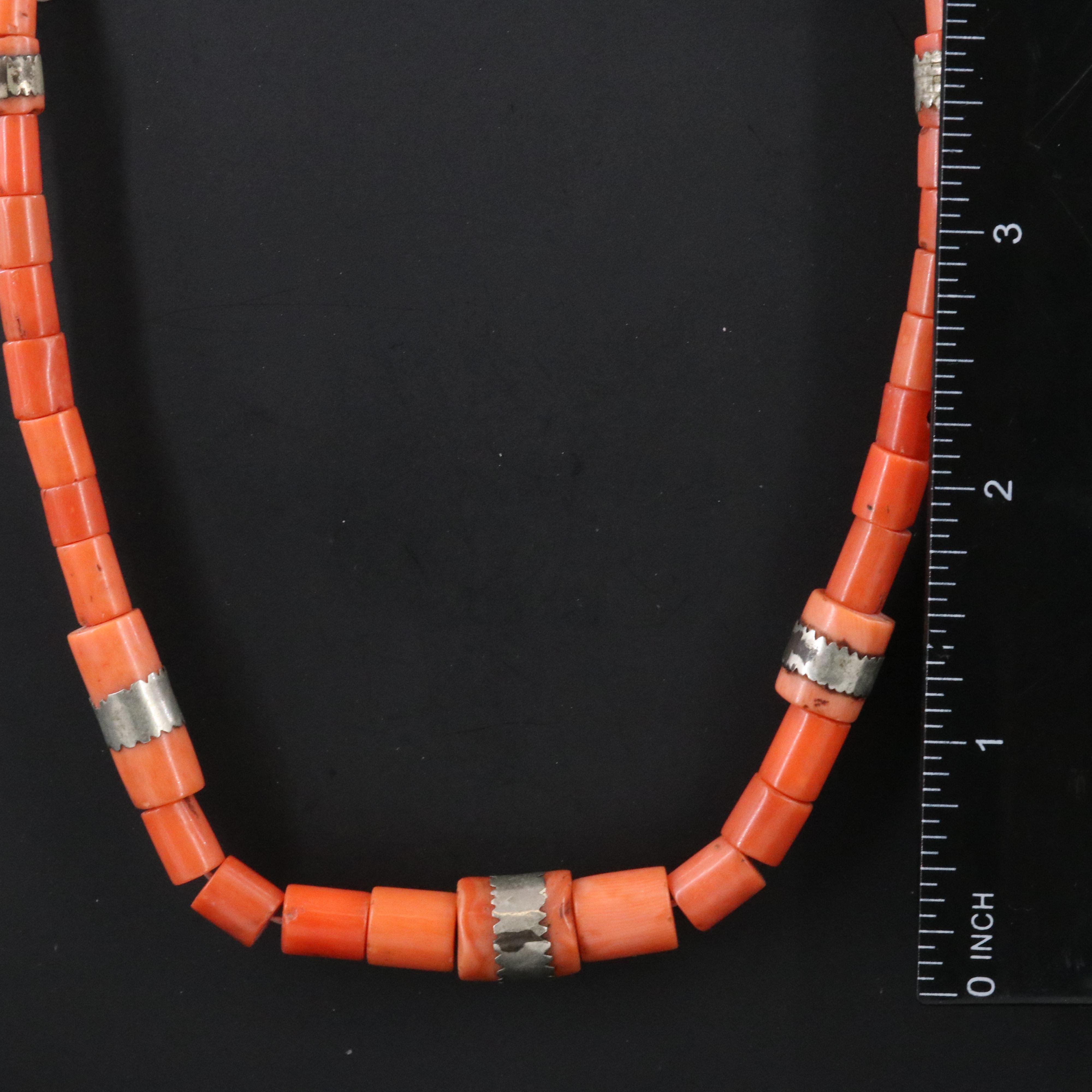 Vintage Coral Necklace with Sterling Clasp