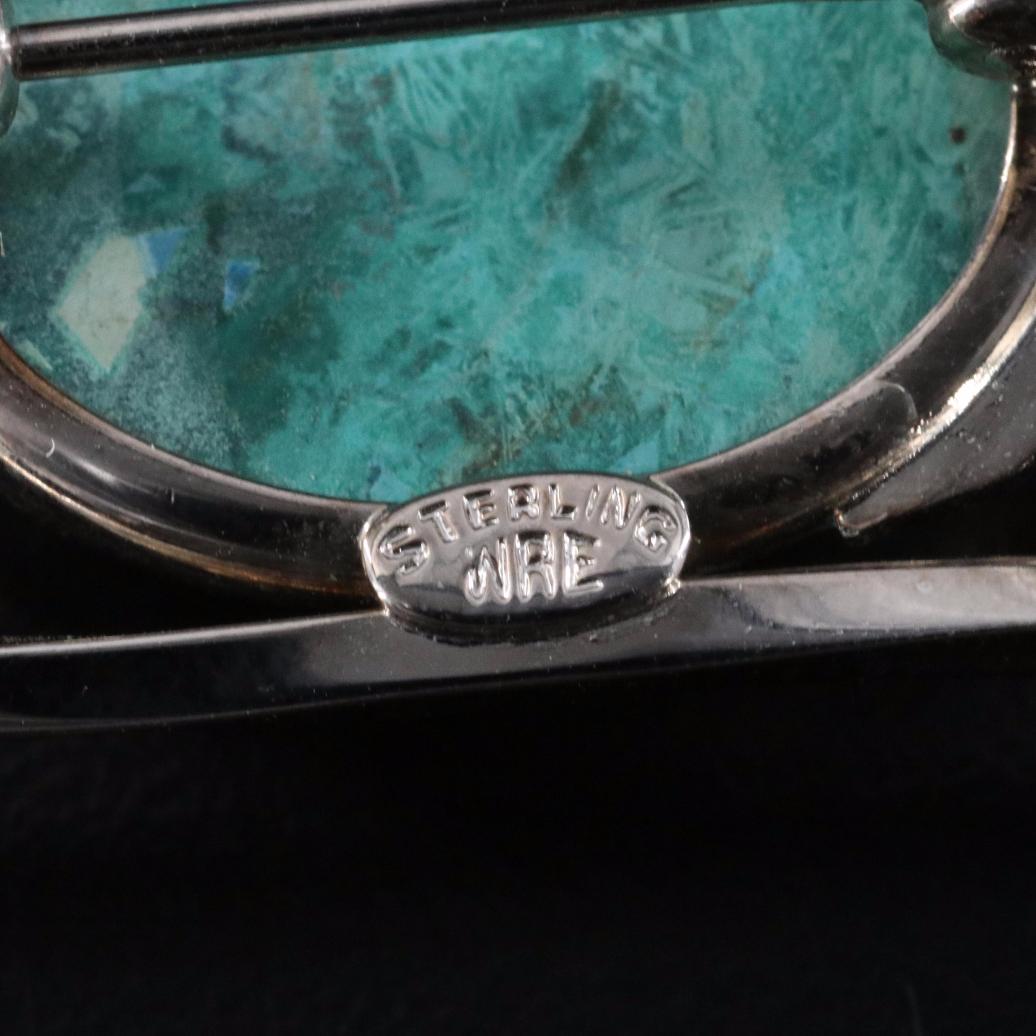 Vintage W.E. Richards Co. Sterling Eilat Stone Swan Brooch