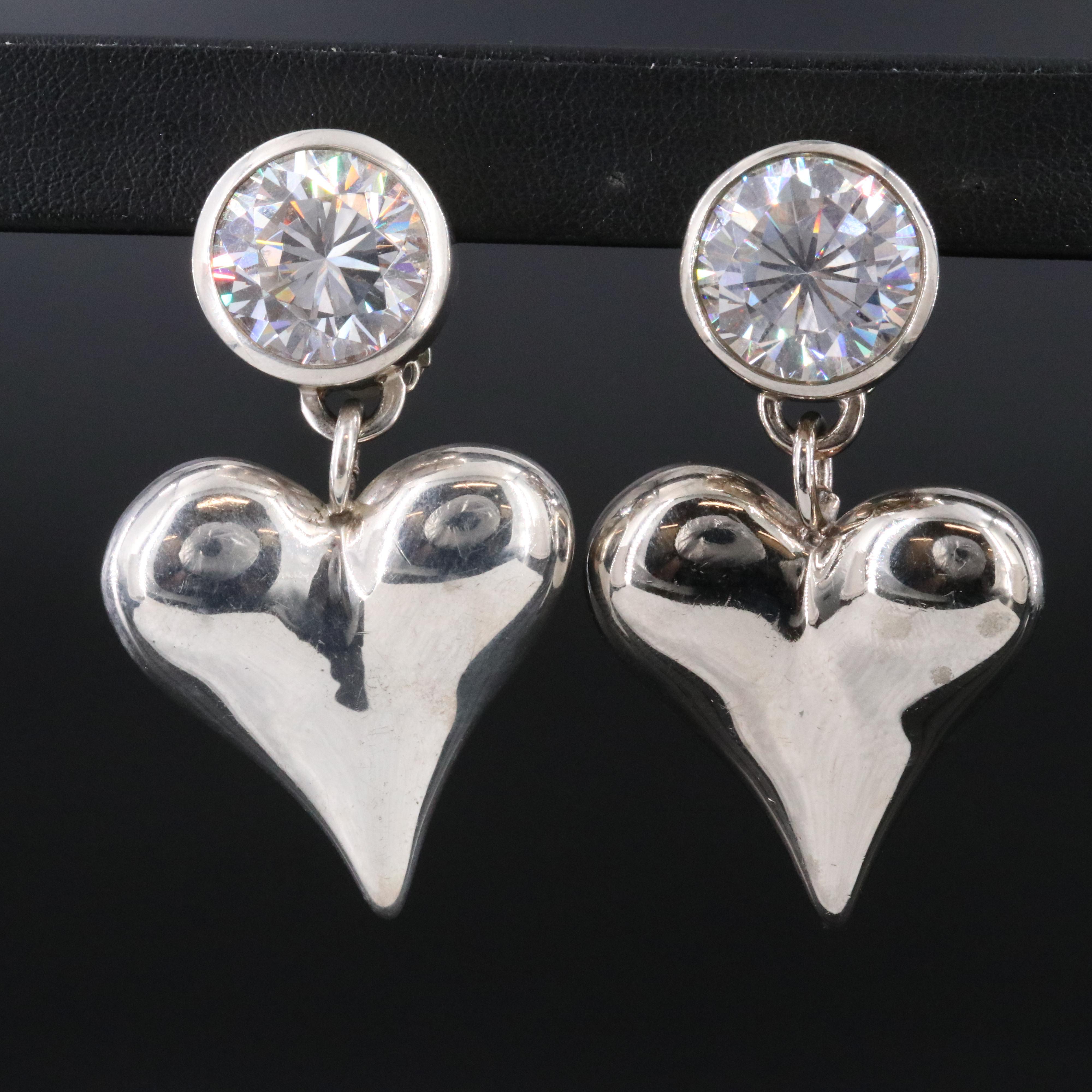 Sterling CZ Heart Earrings