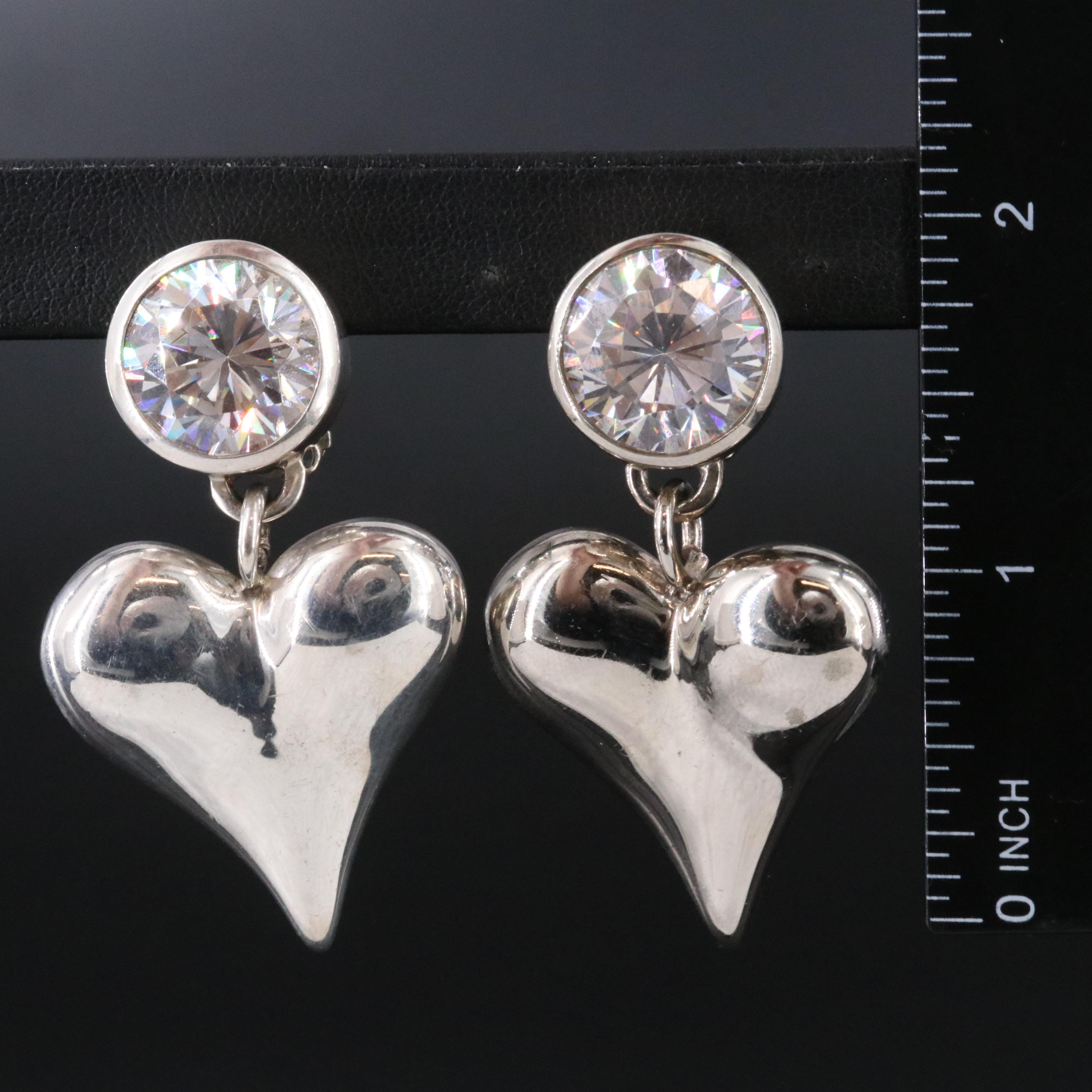 Sterling CZ Heart Earrings