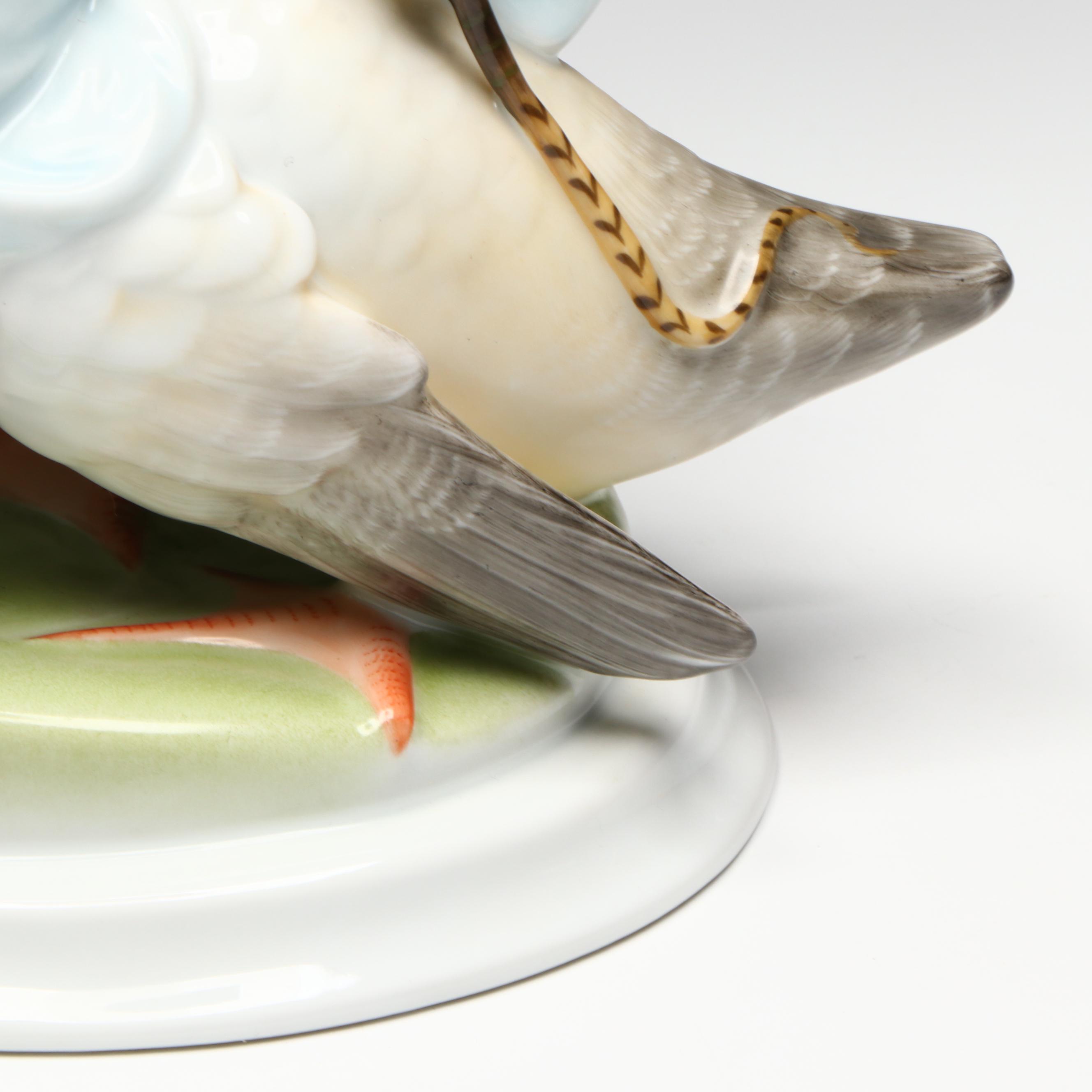 Herend "Boy Riding Goose" Hand-Painted Porcelain Figurine, Mid-20th Century