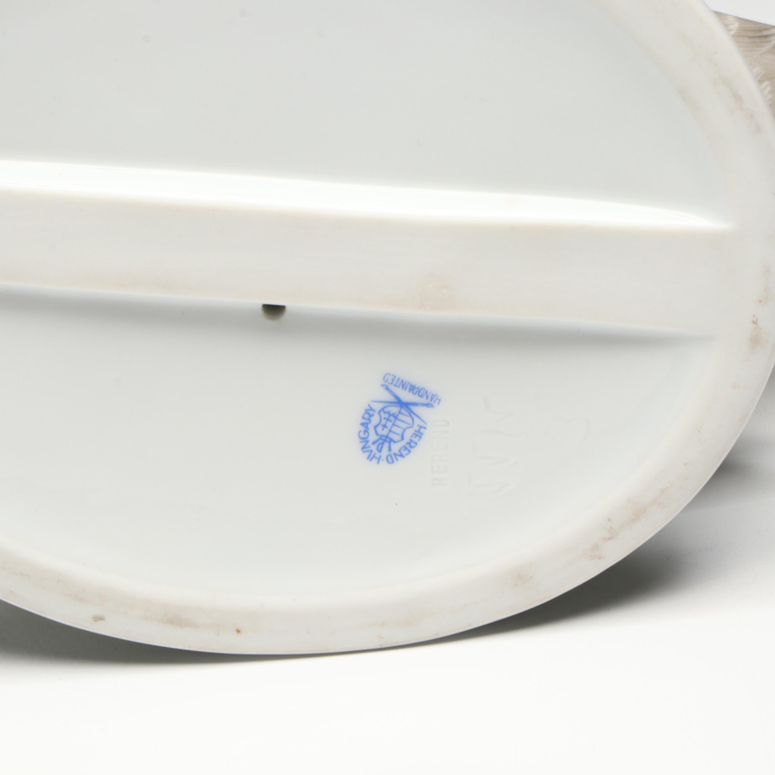 Herend "Boy Riding Goose" Hand-Painted Porcelain Figurine, Mid-20th Century