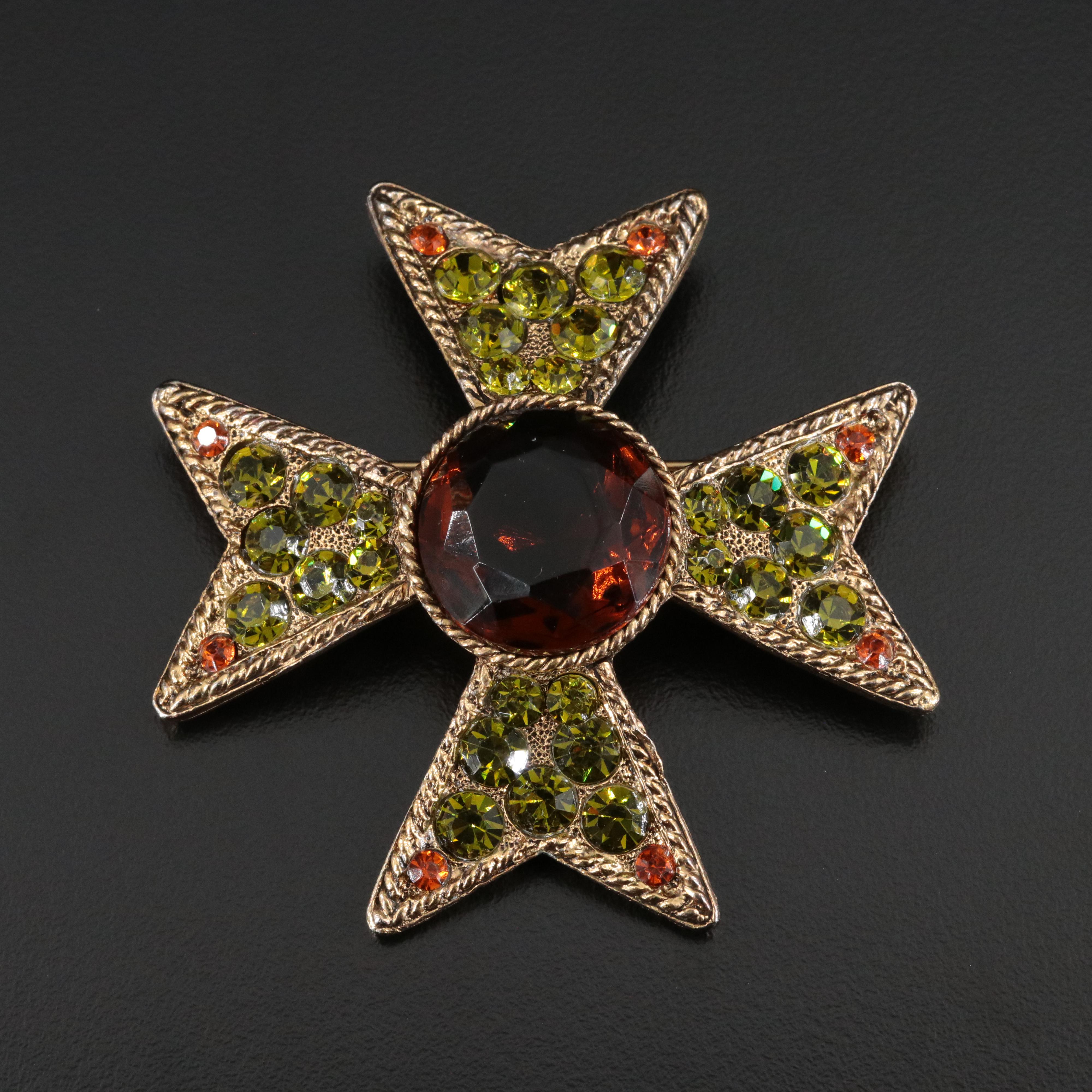 Vintage B. Steinberg-Kaslo Co. Rhinestone Maltese Cross Brooch