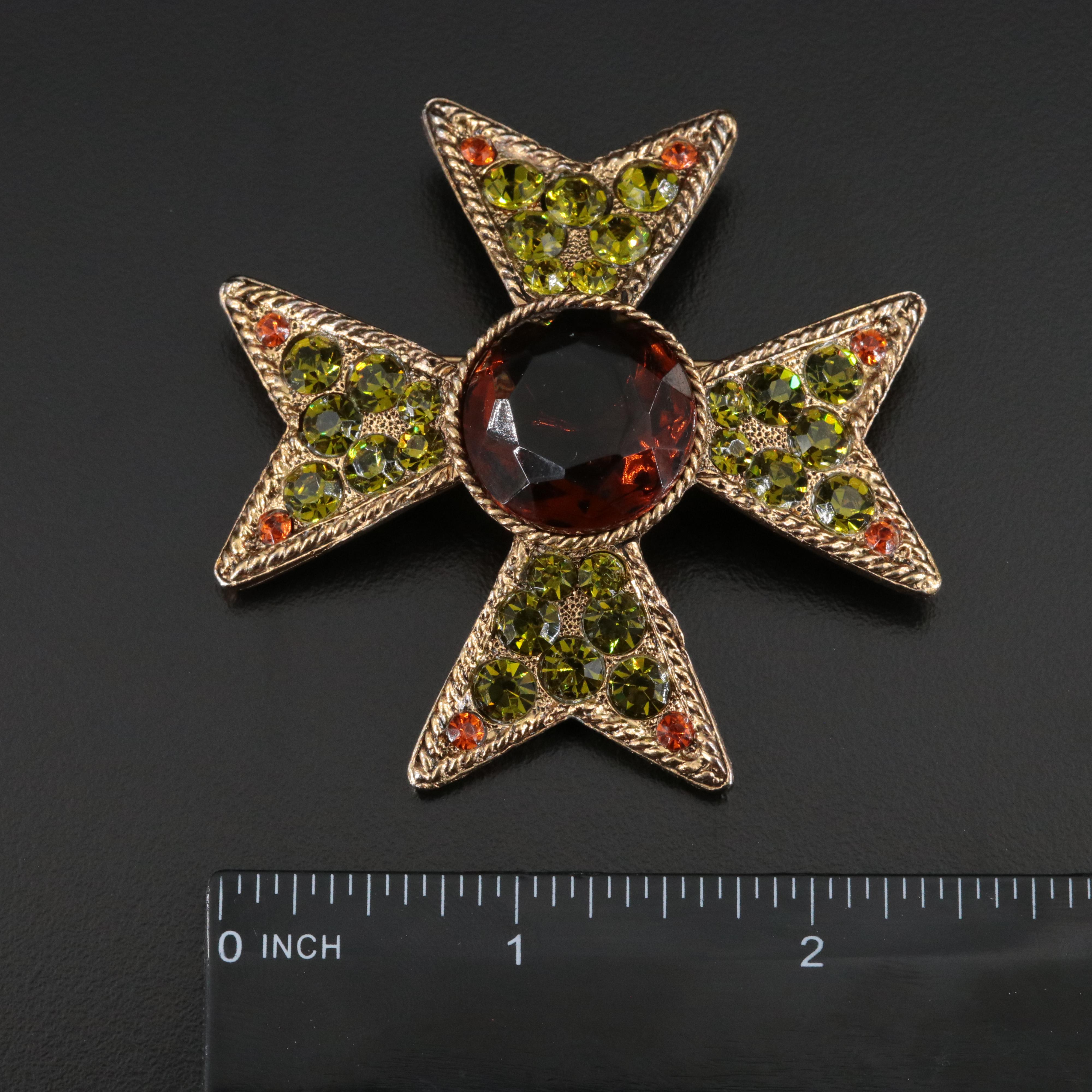 Vintage B. Steinberg-Kaslo Co. Rhinestone Maltese Cross Brooch