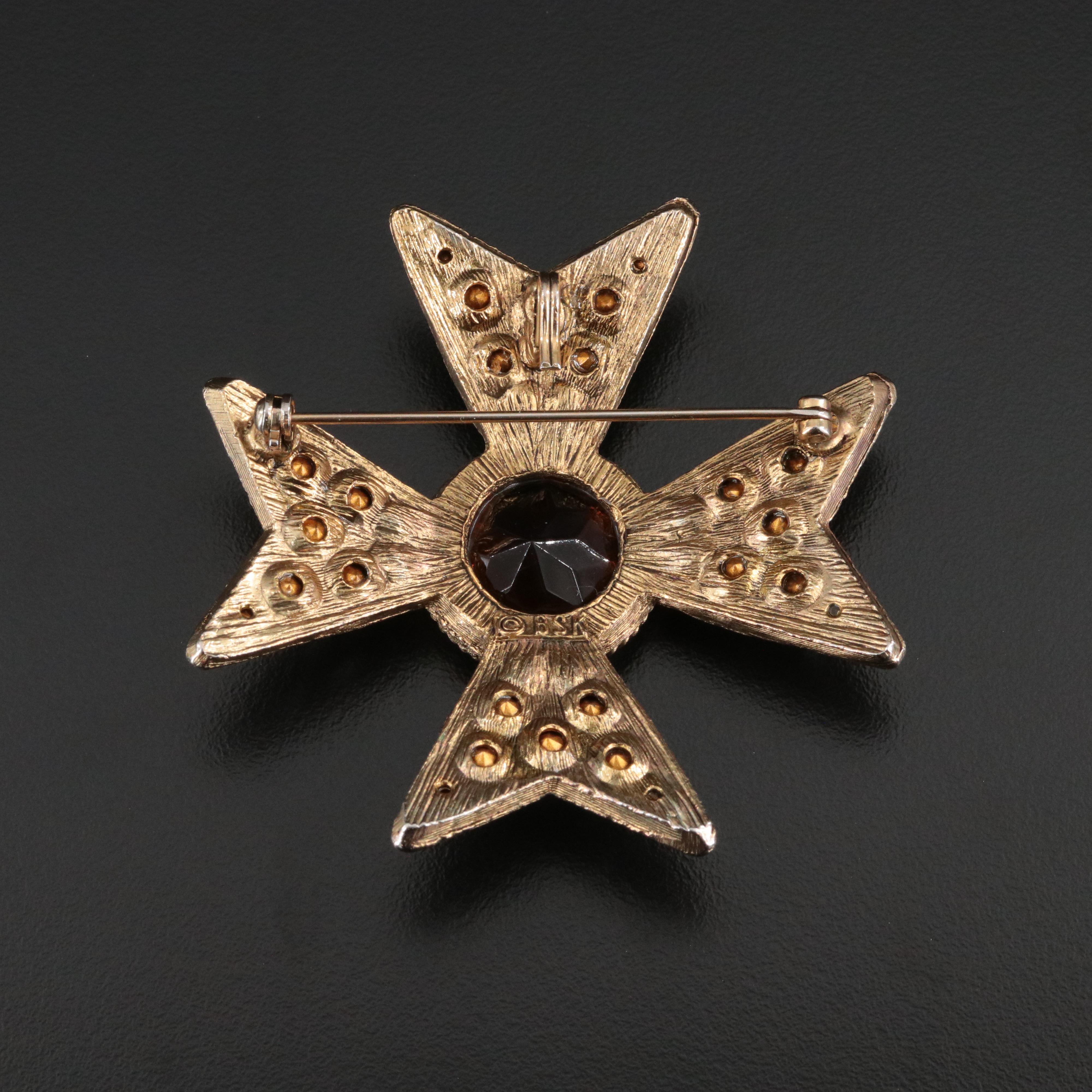 Vintage B. Steinberg-Kaslo Co. Rhinestone Maltese Cross Brooch