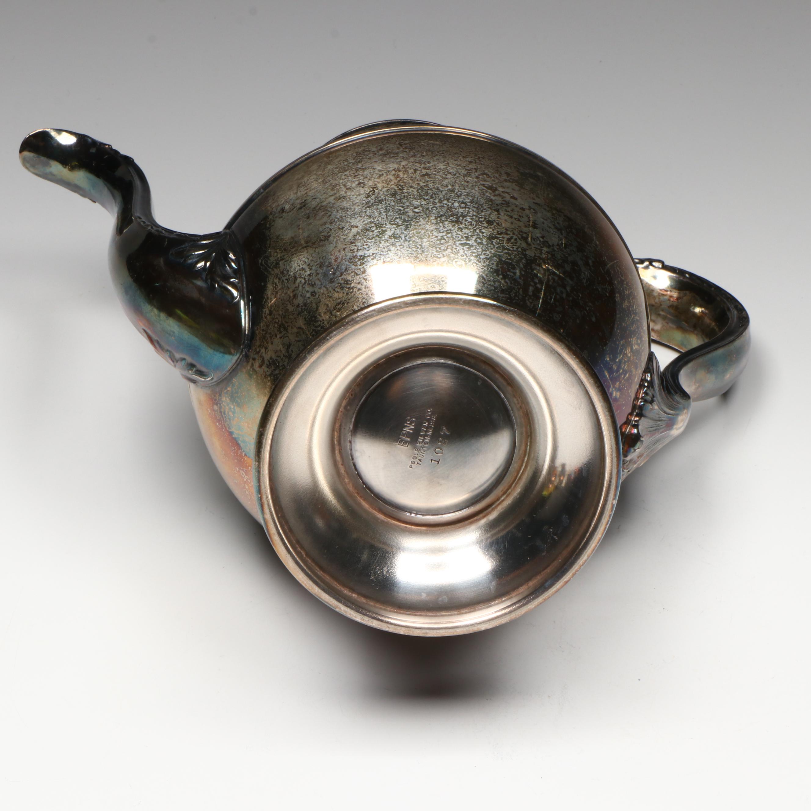 Poole Silver Plate Teapot, Creamer and Lidded Sugar Bowl