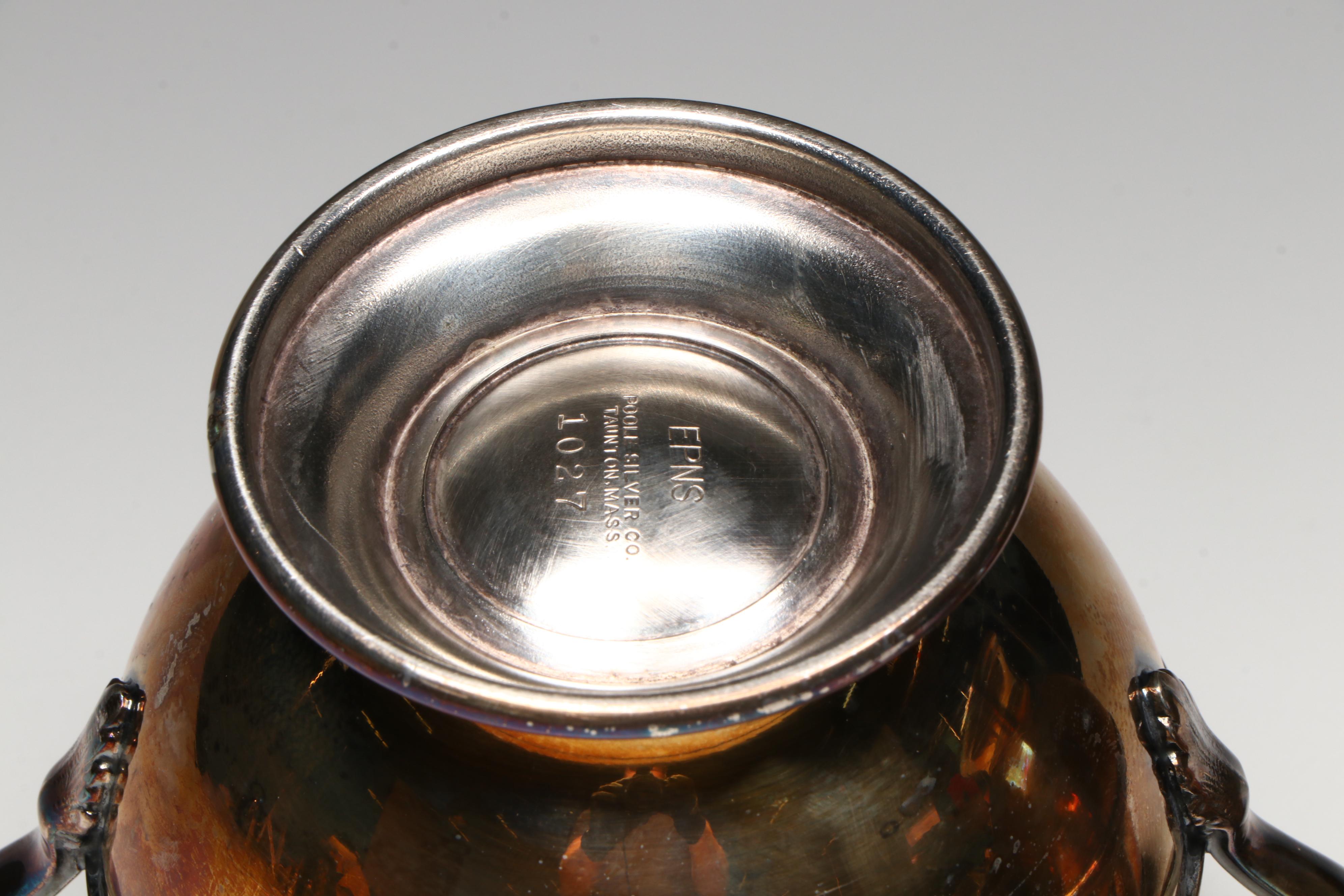 Poole Silver Plate Teapot, Creamer and Lidded Sugar Bowl