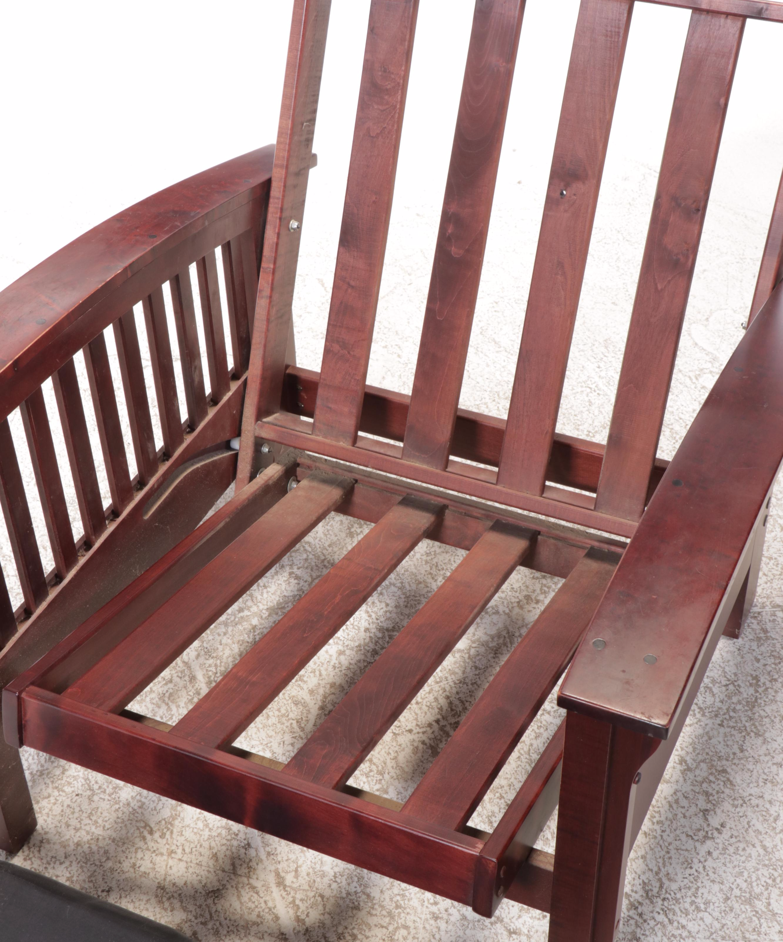 Mission Style Walnut Finish Recliner with Leather Cushions