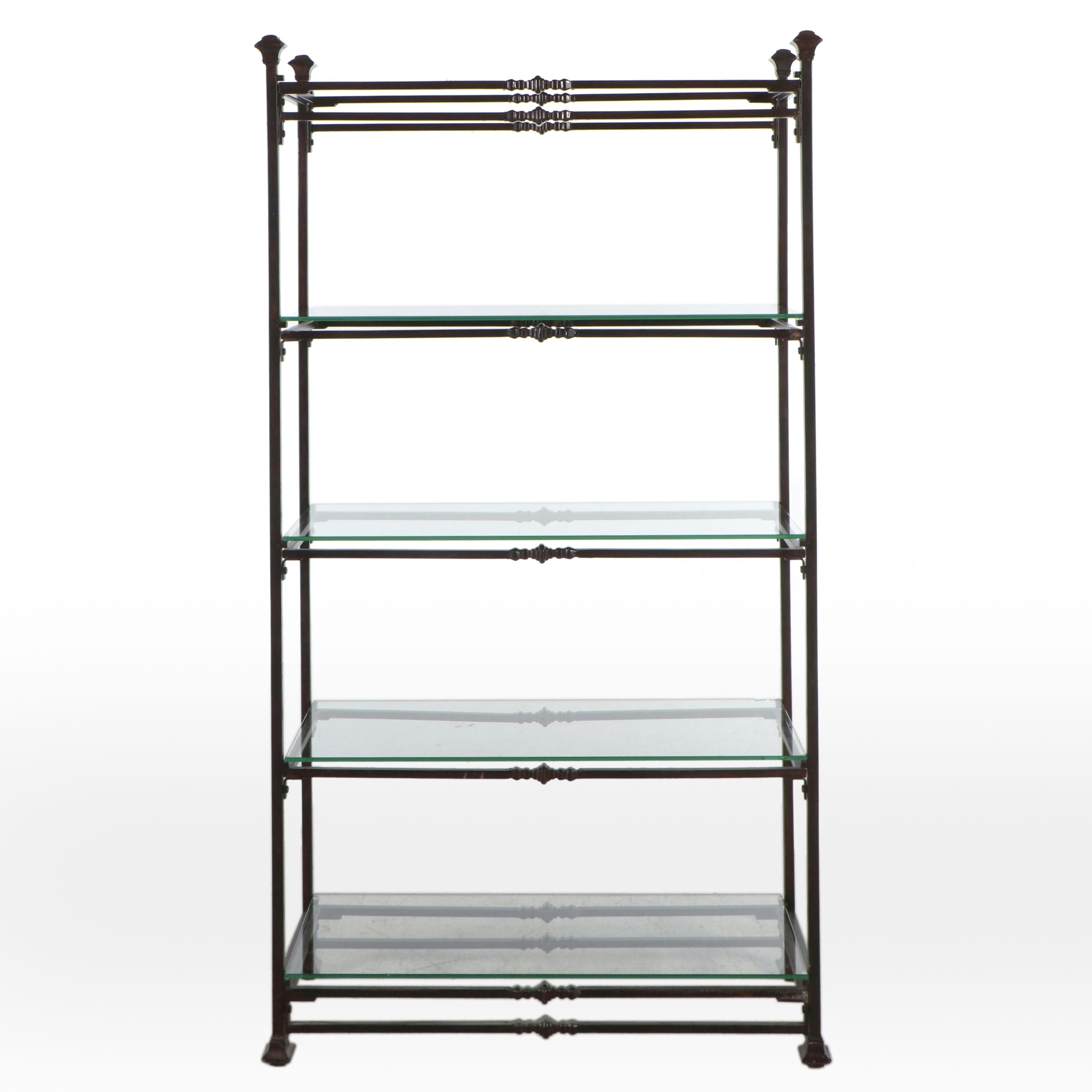 Five-Tiered Metal Étagère with Glass Shelves