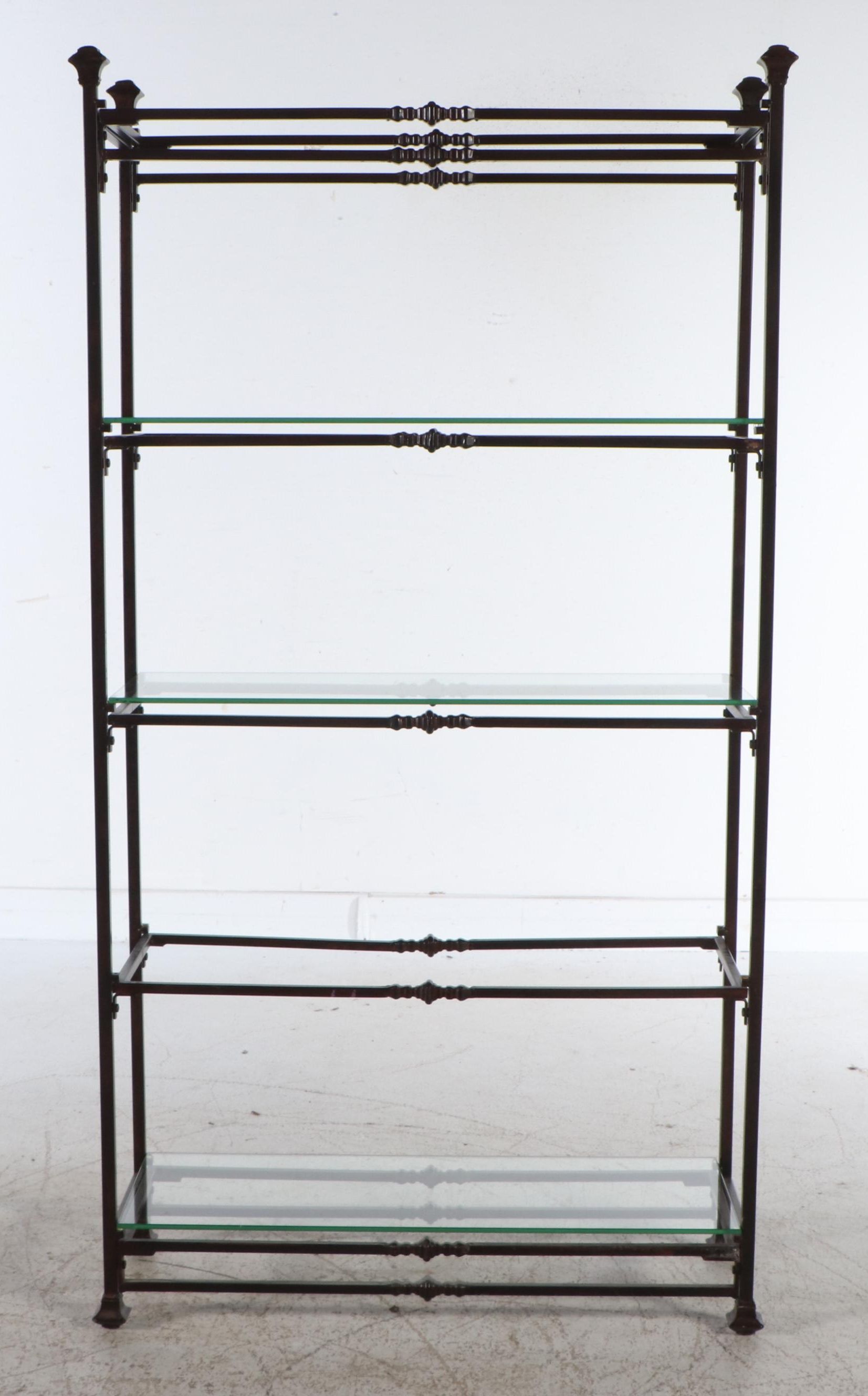 Five-Tiered Metal Étagère with Glass Shelves
