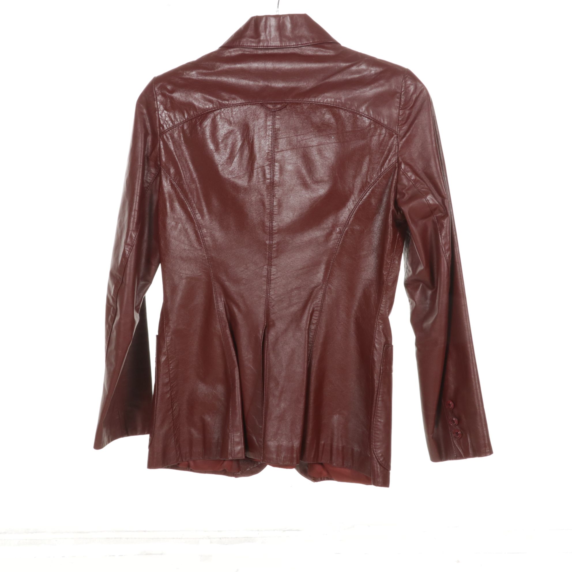 Etienne Aigner Burgundy Leather Blazer with White Leather Vest and Blazer Set