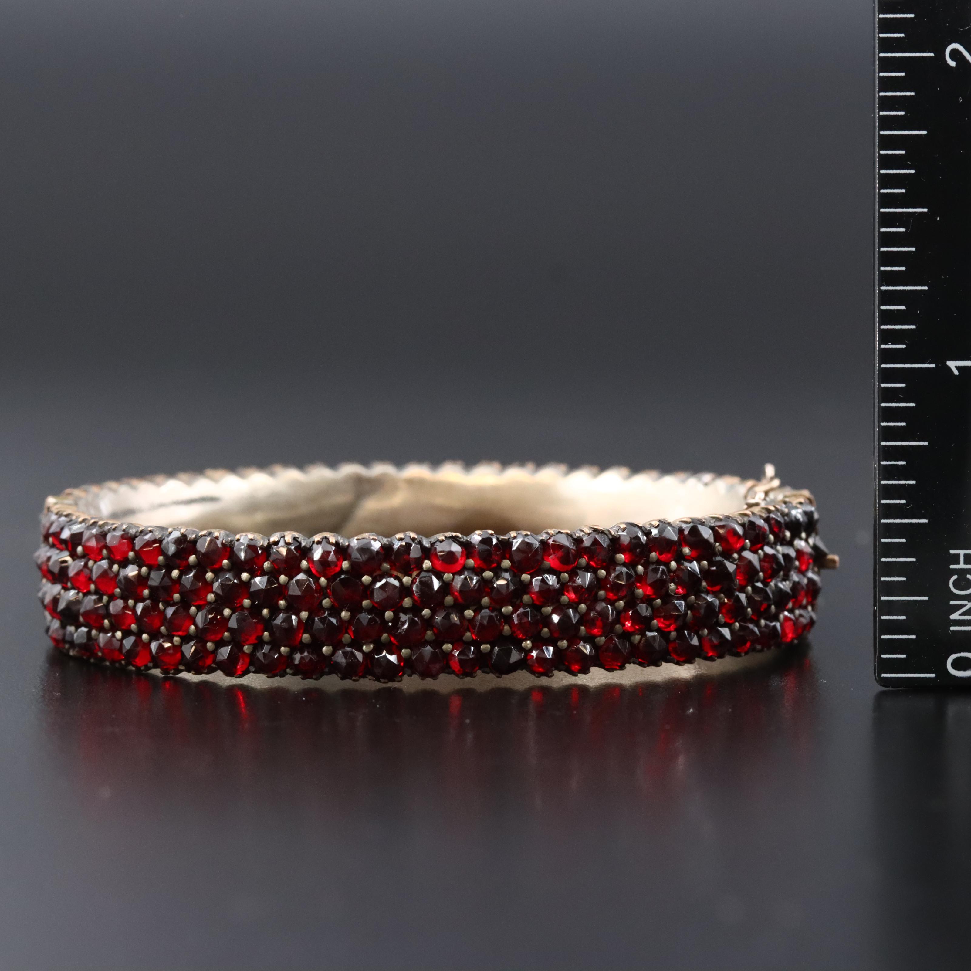 Vintage 800 Silver Garnet Star Converter Brooch and Bracelet