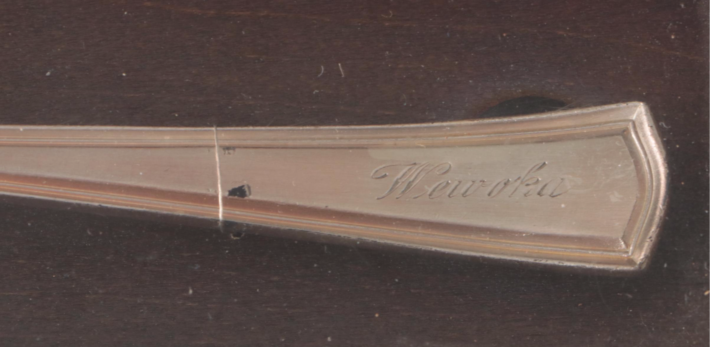 Sterling Silver and Crystal Coaster Set with Framed Silver Plate Cocktail Fork