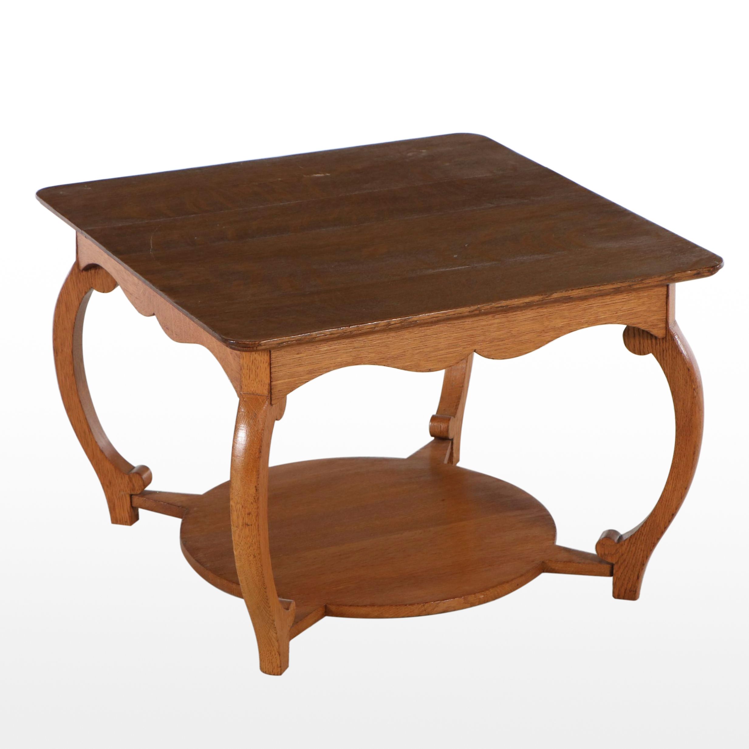 Art Deco Style Oak Two-Tier Hall Table, Early 20th Century