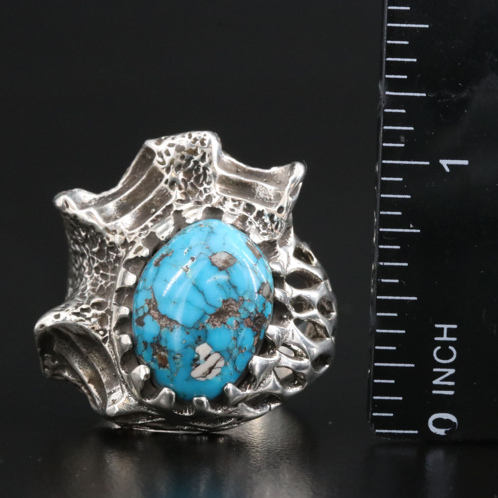 Sterling Turquoise Biomorphic Ring