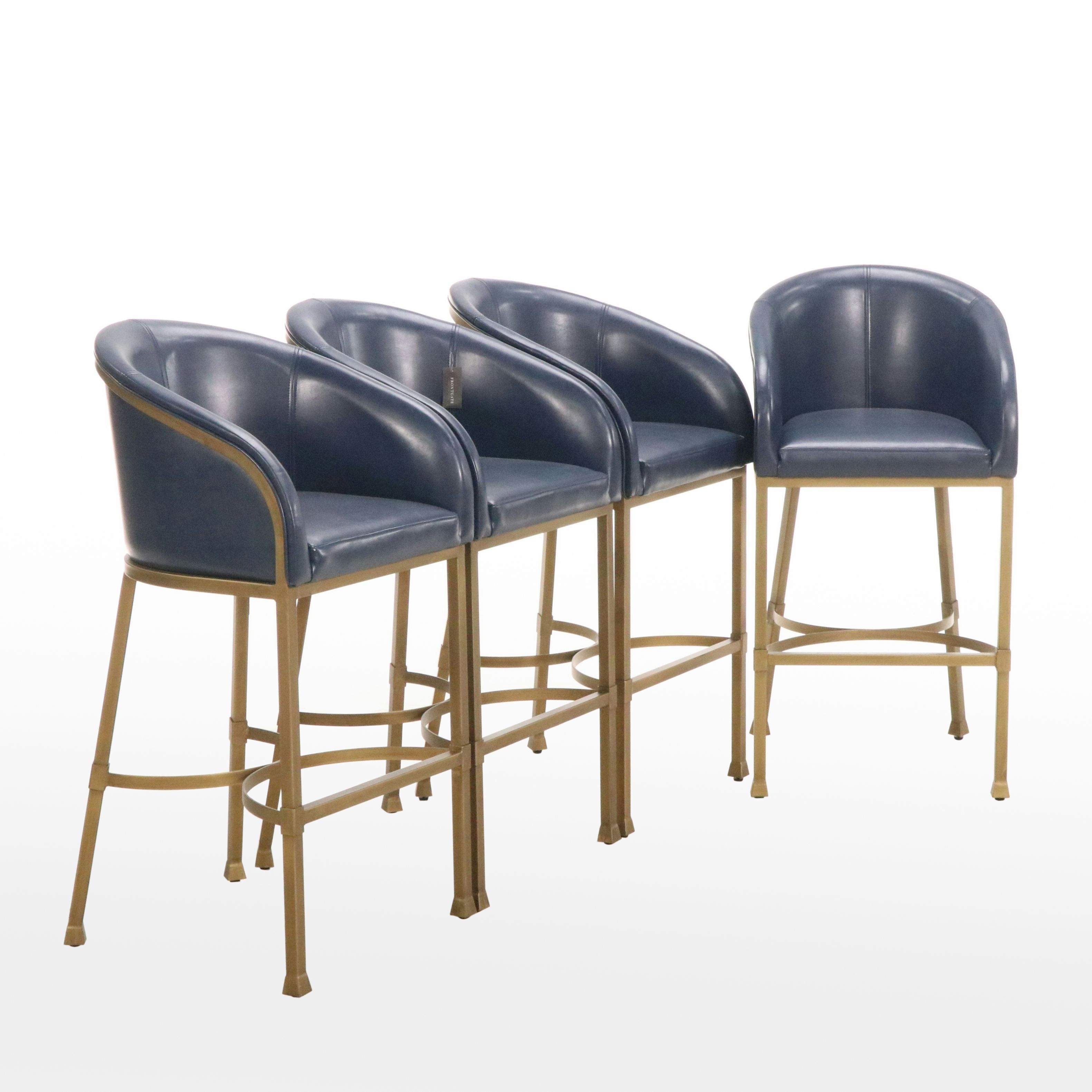 Set of Four Frontgate Modern Low Back "Sloan" Barstools
