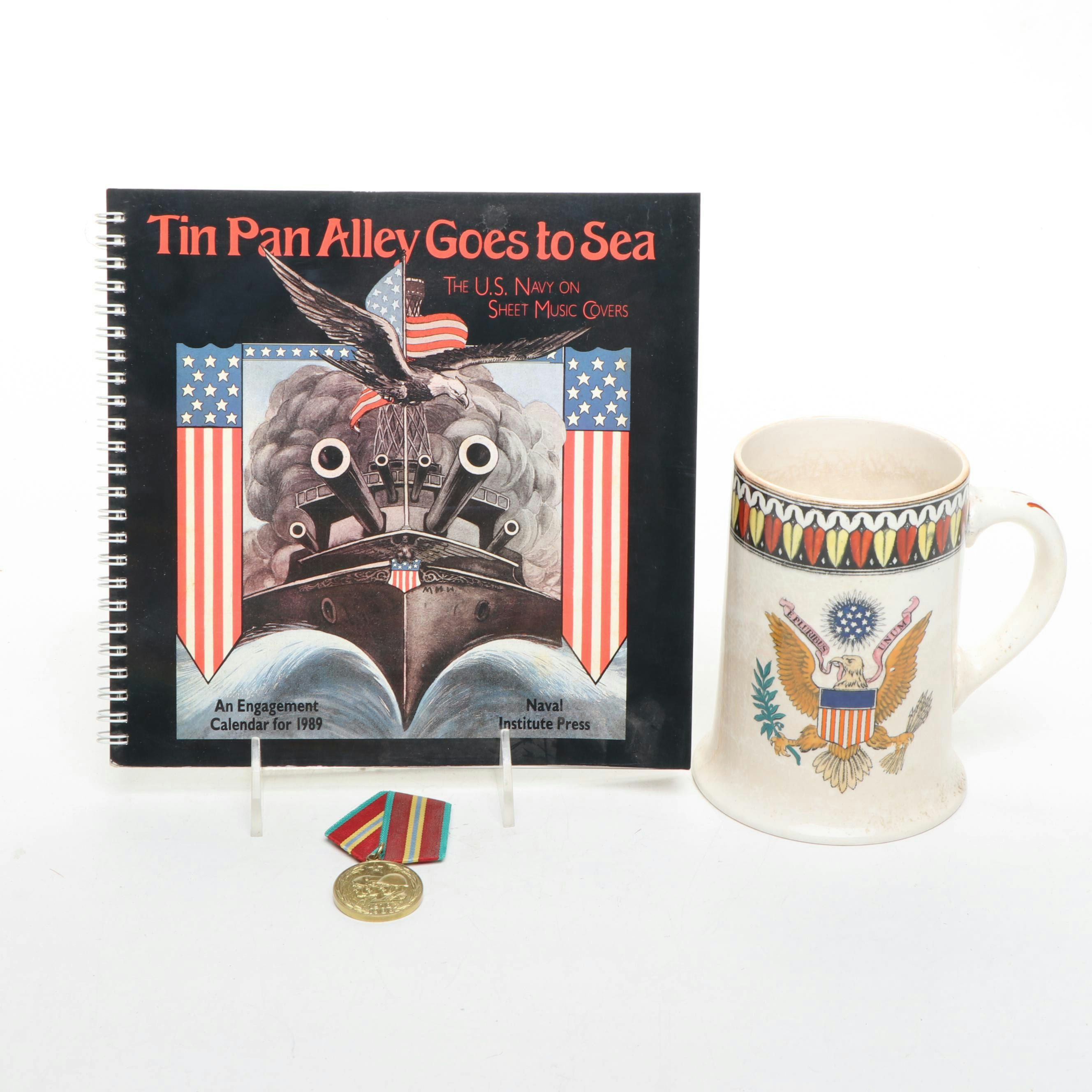 William Adams Great Seal of America Mug with 1989 Navy Planner and Soviet Medal