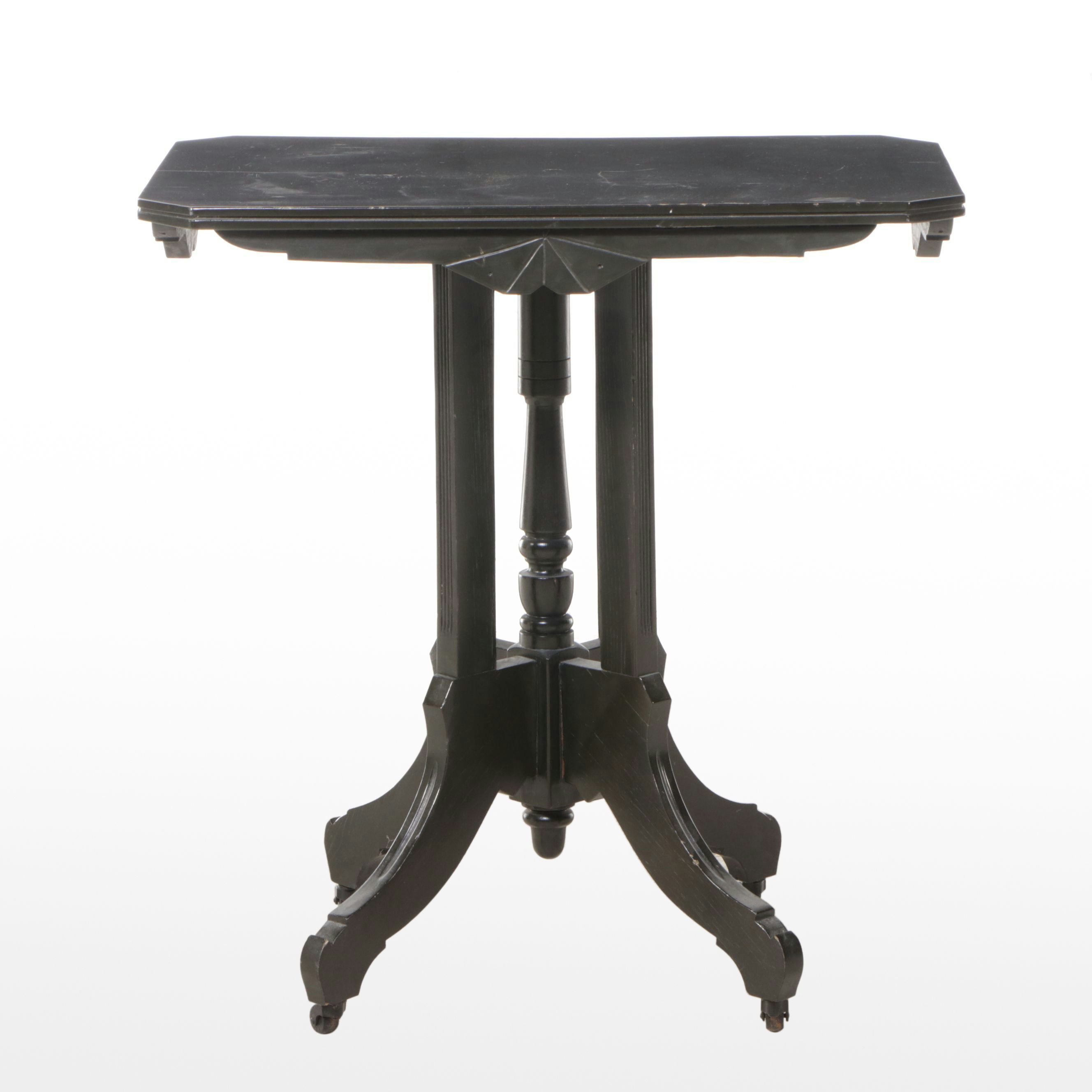 Eastlake Black Painted Wood Side Table