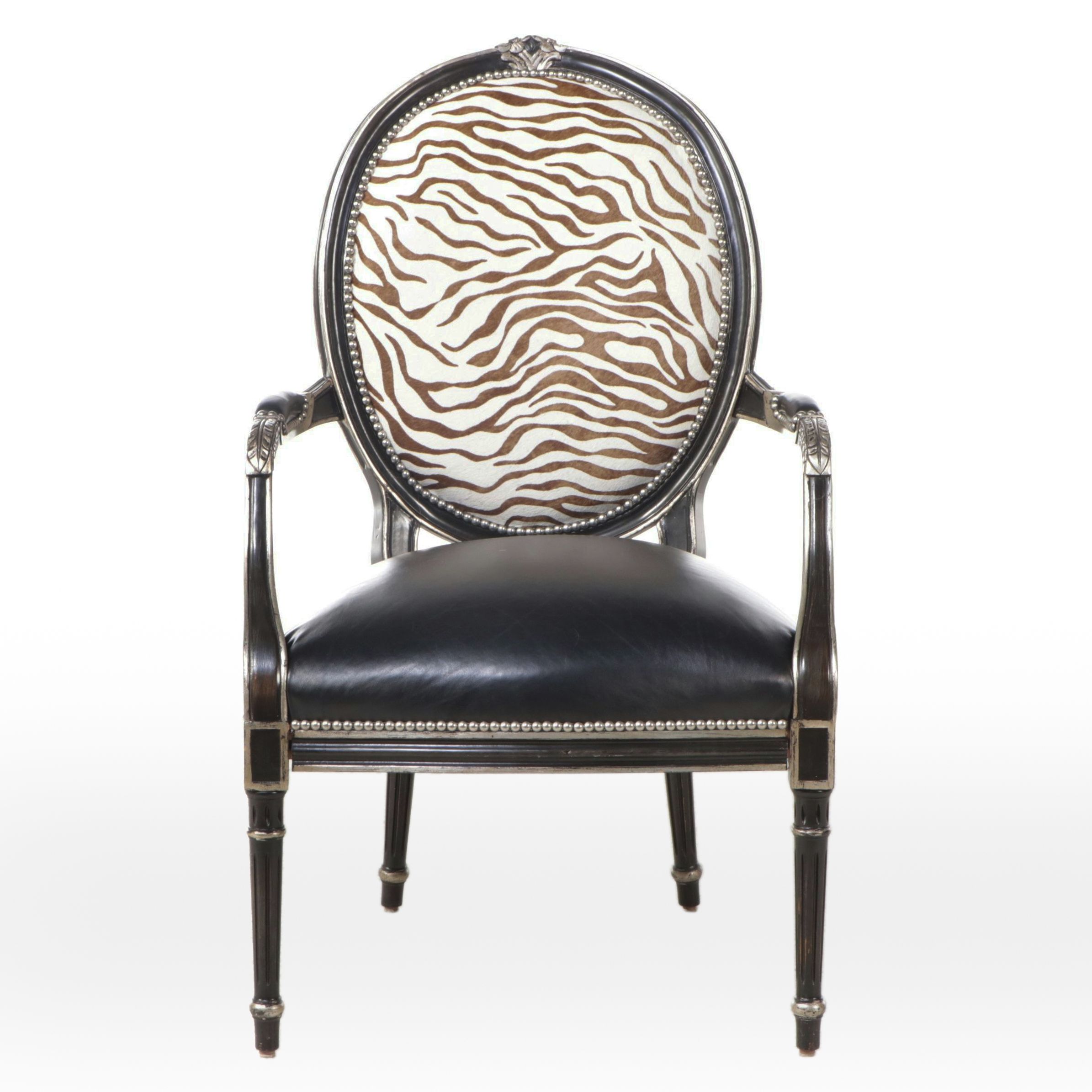 Sheraton Style Armchair with Faux Zebra Upholstery