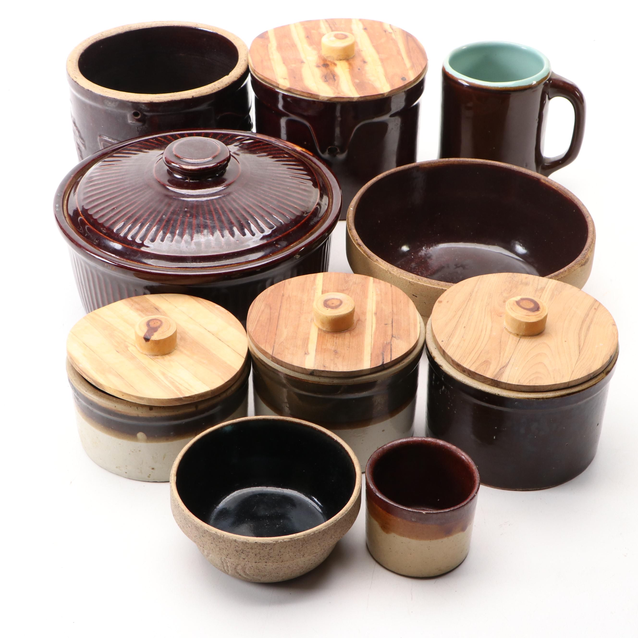 Live Wood Lid Ceramic Canisters