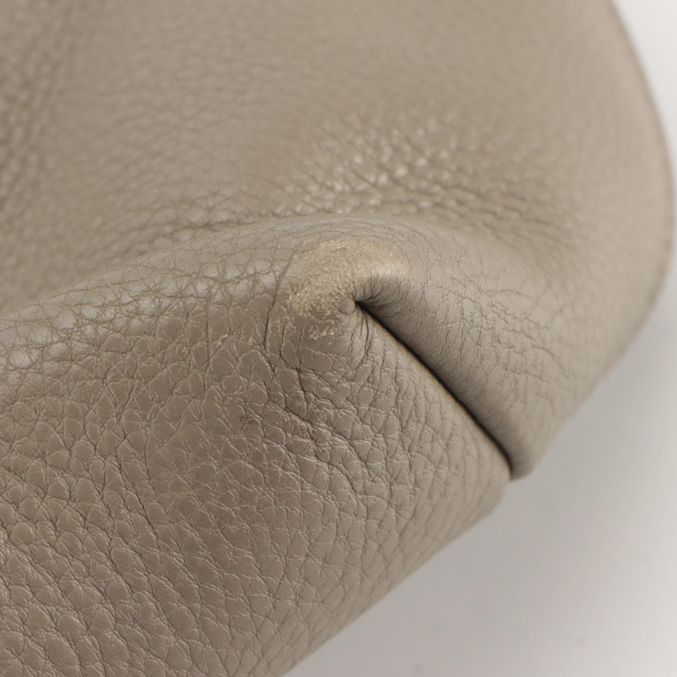 Prada Soft Two-Way Tote in Taupe Grey Pebble Grained Leather