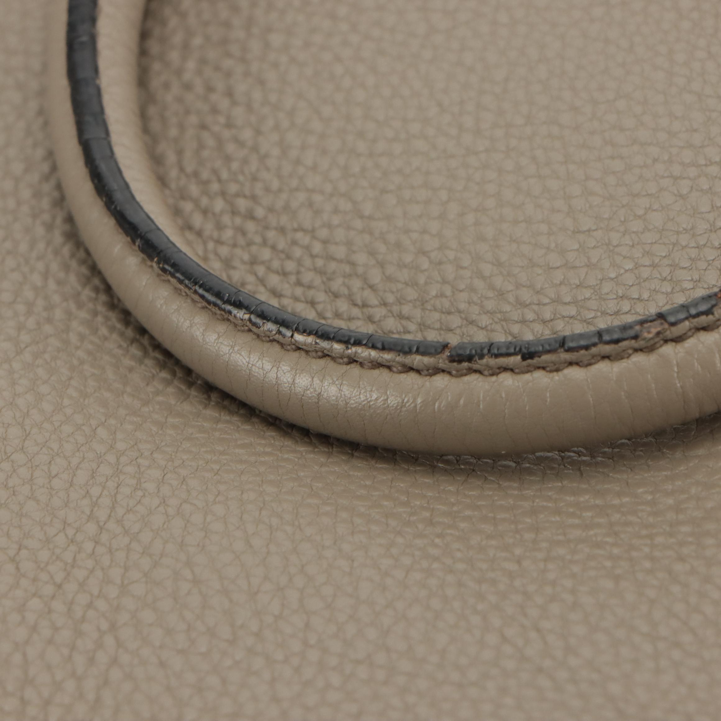 Prada Soft Two-Way Tote in Taupe Grey Pebble Grained Leather