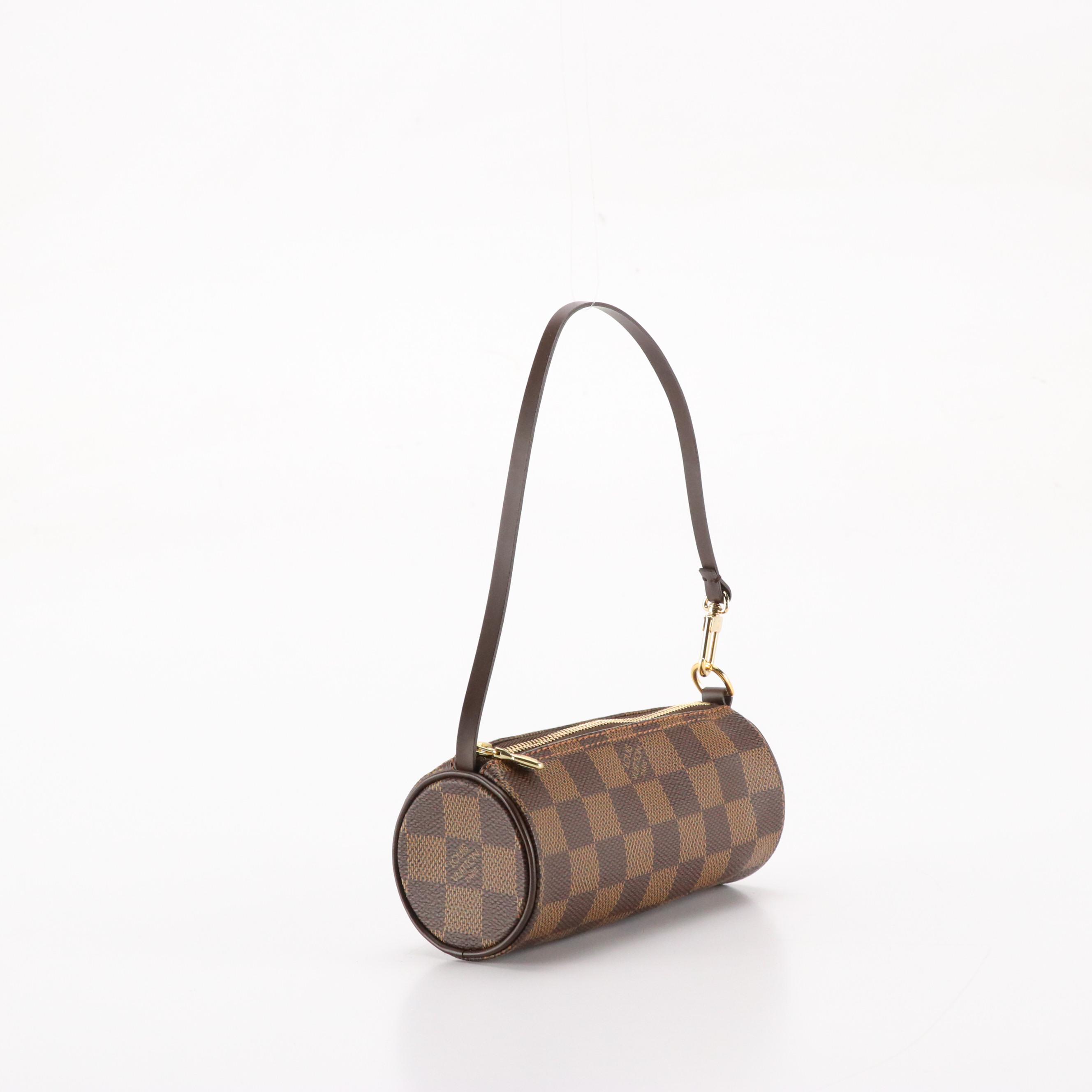 Louis Vuitton Papillon Pochette Bag in Damier Ebene Canvas and Leather Trim