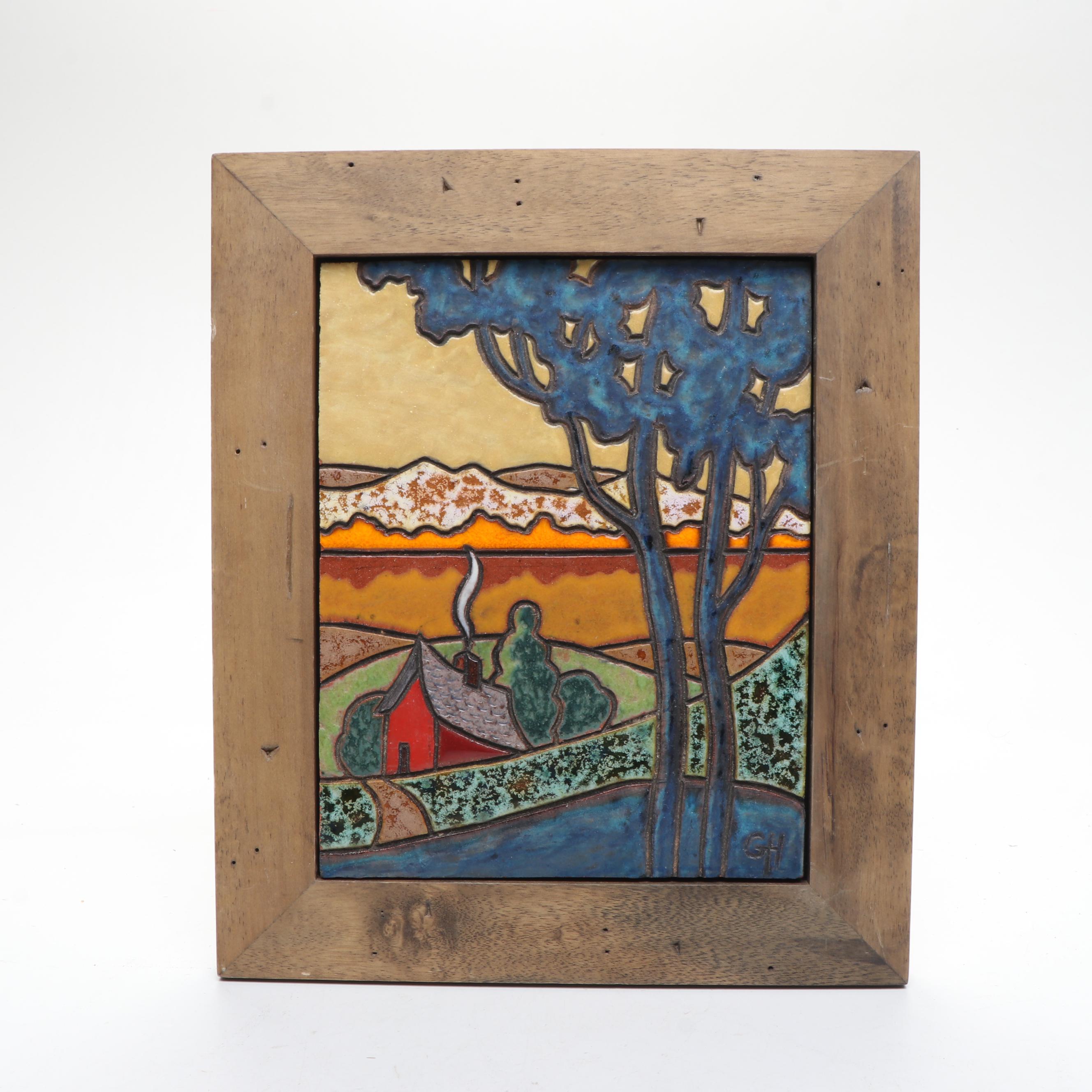 Greg Hicho Ceramic Landscape Wall Hangings with Cuenca Style Tiles