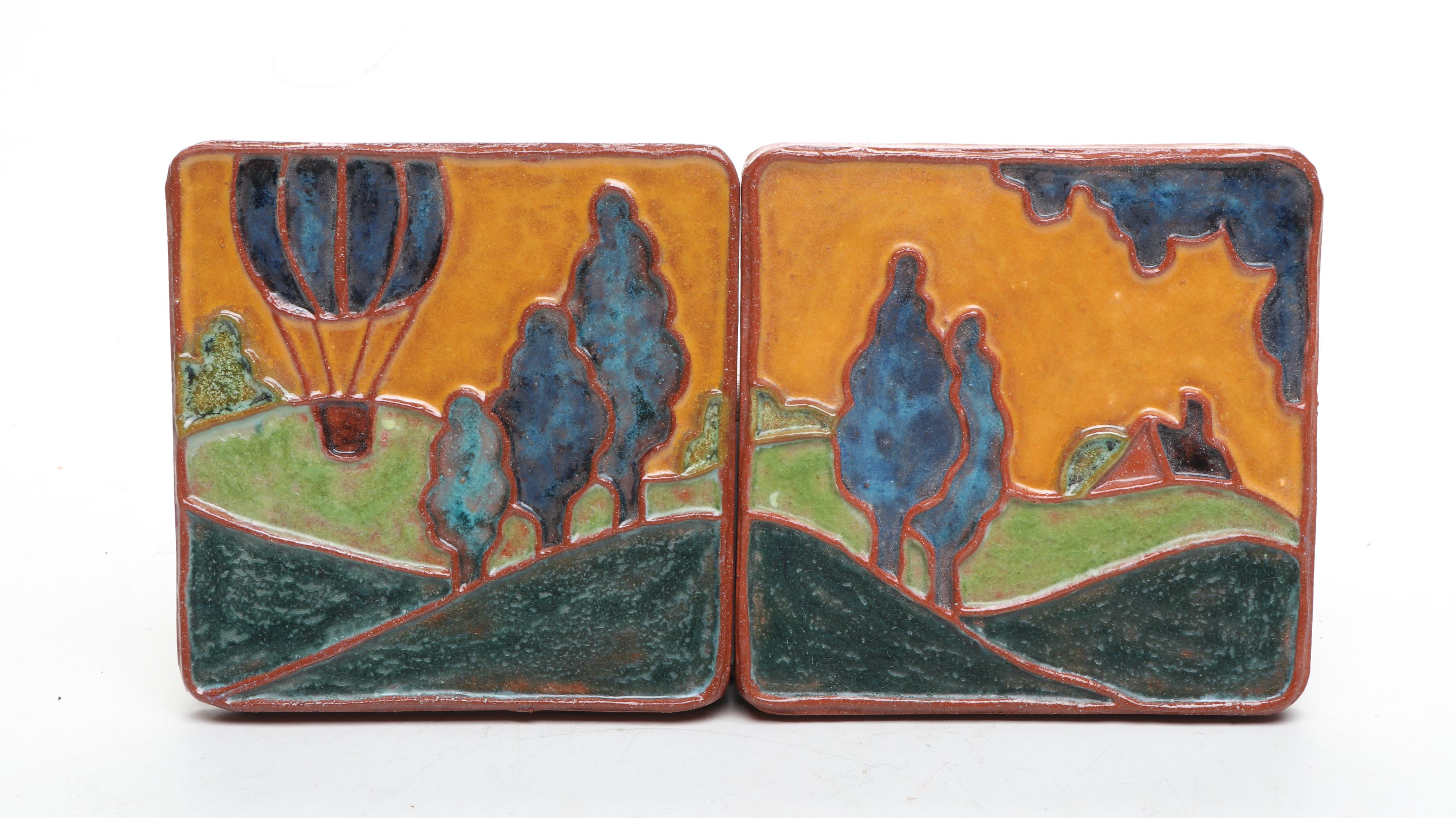 Greg Hicho Ceramic Landscape Wall Hangings with Cuenca Style Tiles