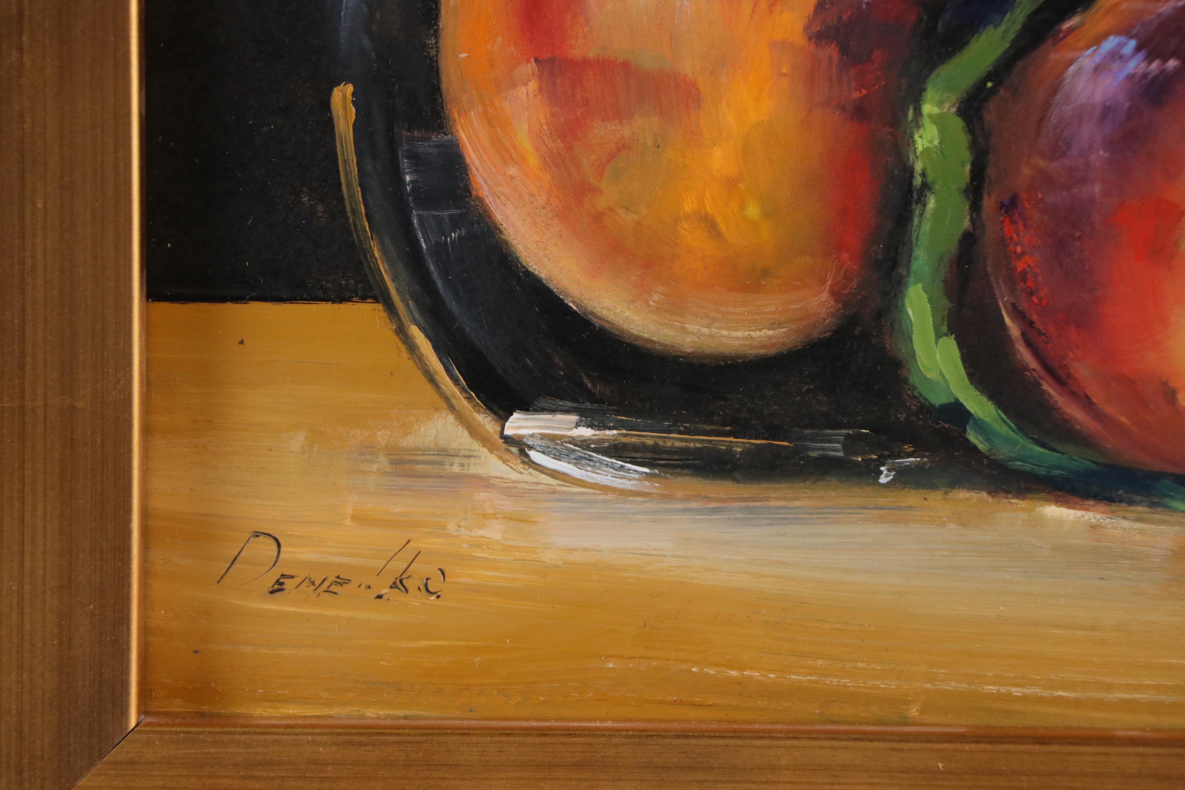 Natalia Demenko Still Life Oil Painting of Peaches, 21st Century