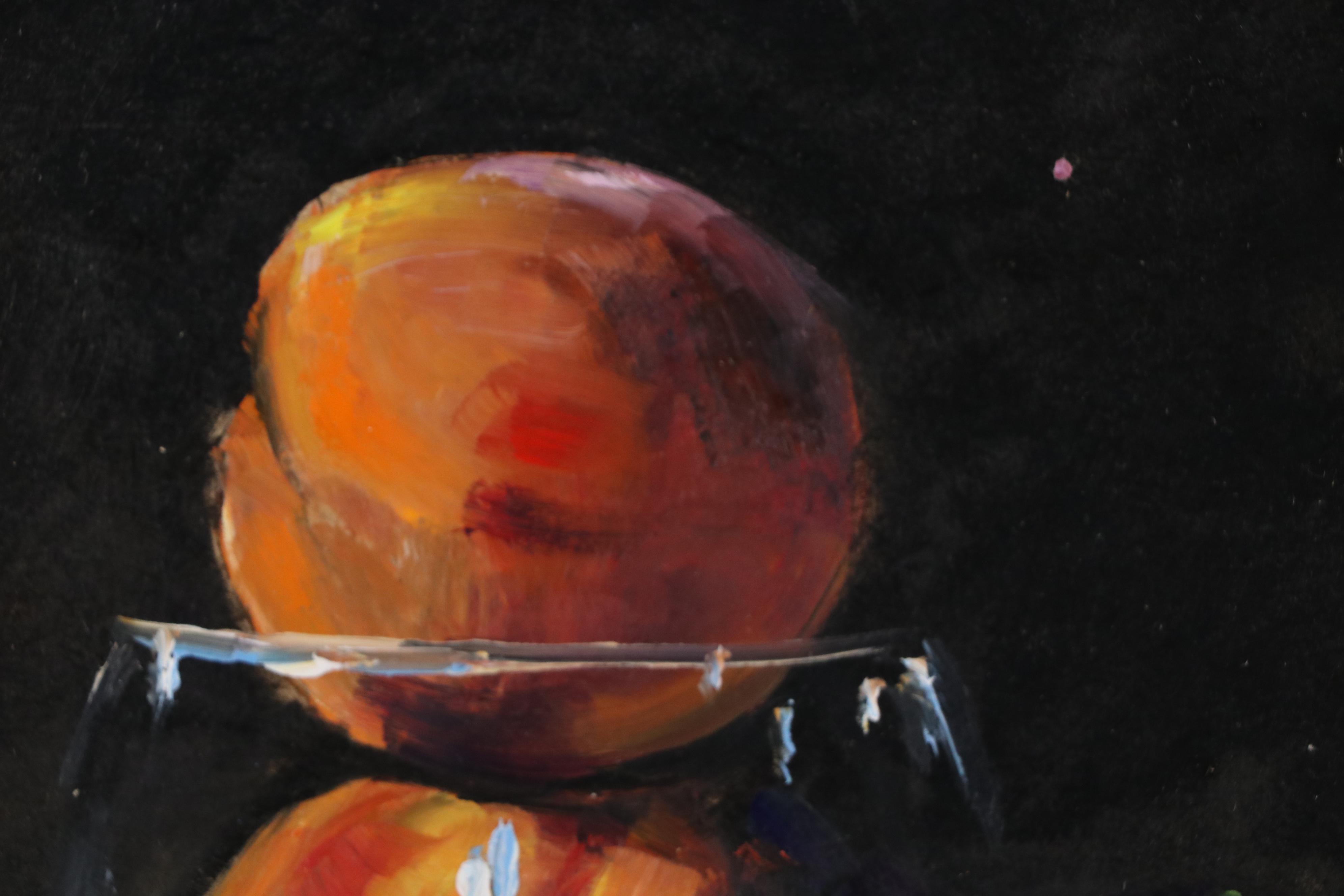 Natalia Demenko Still Life Oil Painting of Peaches, 21st Century