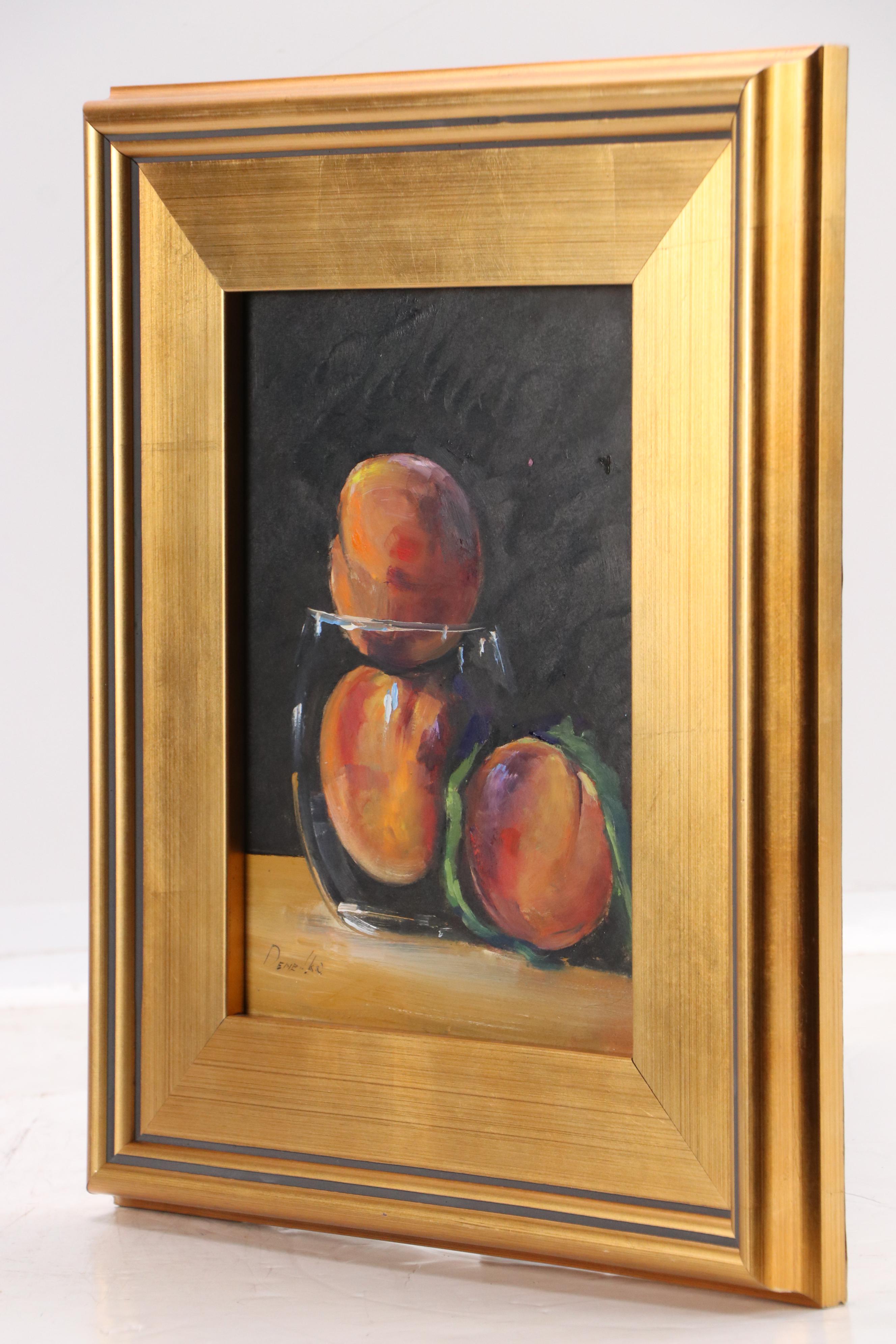 Natalia Demenko Still Life Oil Painting of Peaches, 21st Century