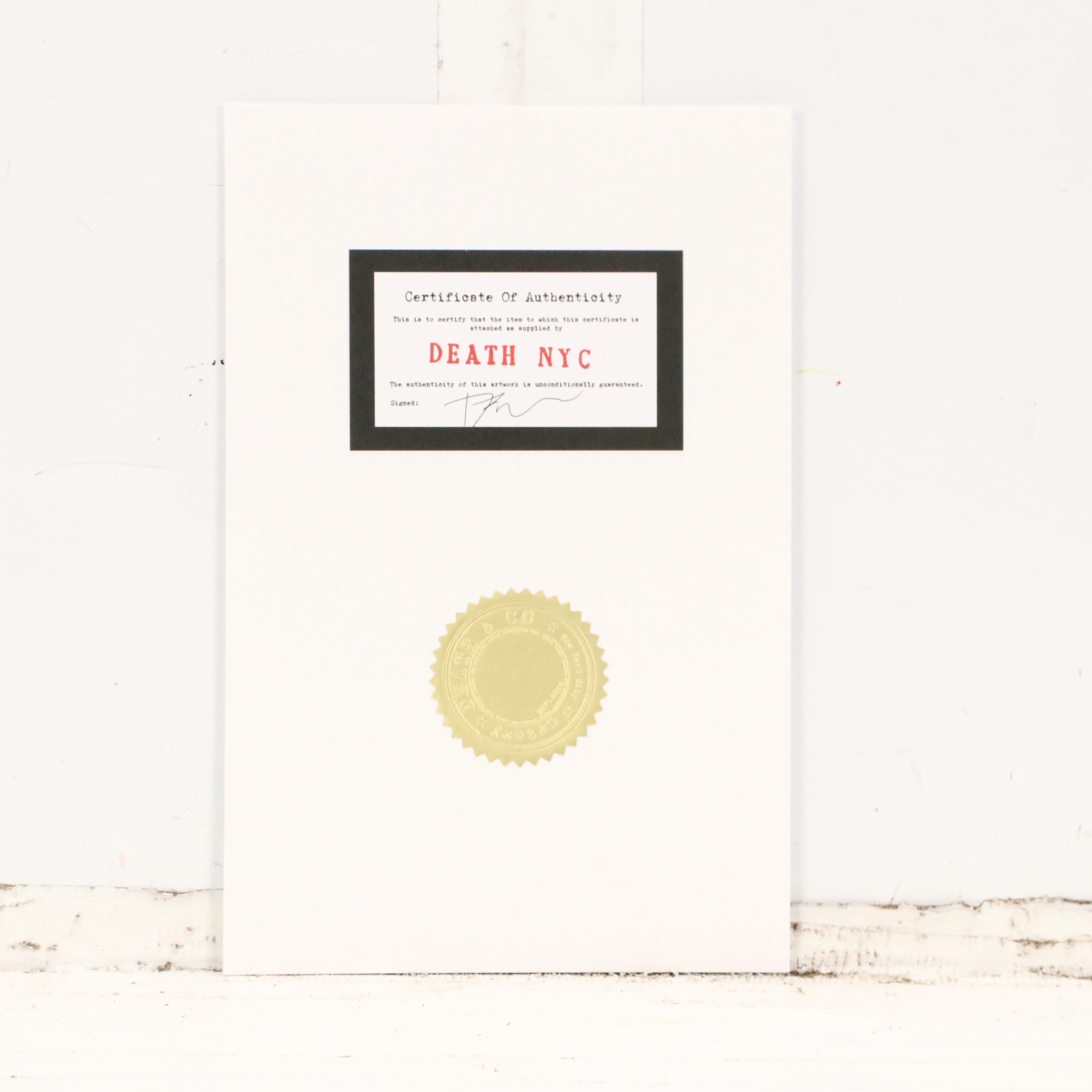 Death NYC Pop Art Graphic Print Featuring Anthropomorphic High Fashion Cat, 2024